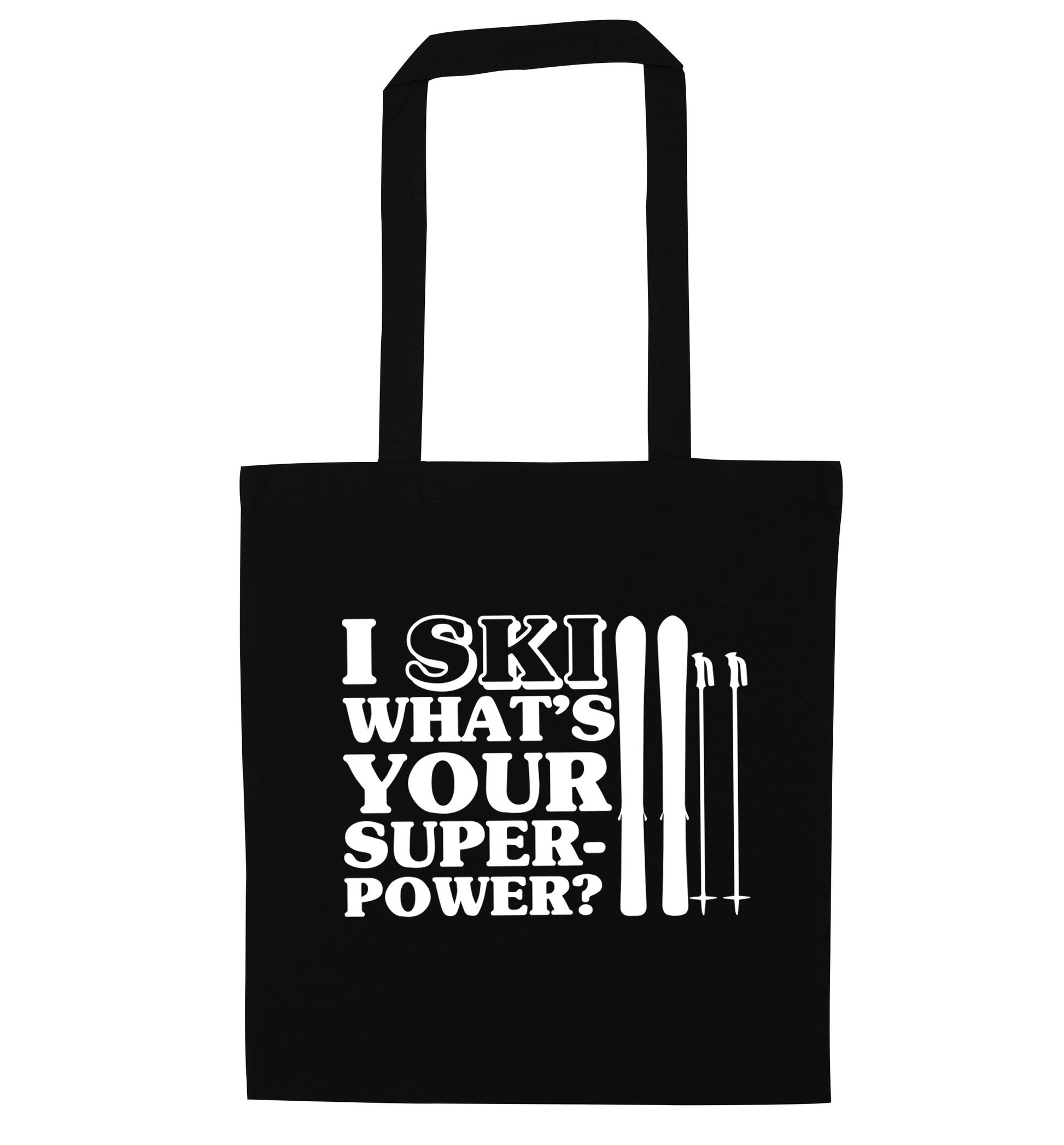 I ski what's your superpower? black tote bag