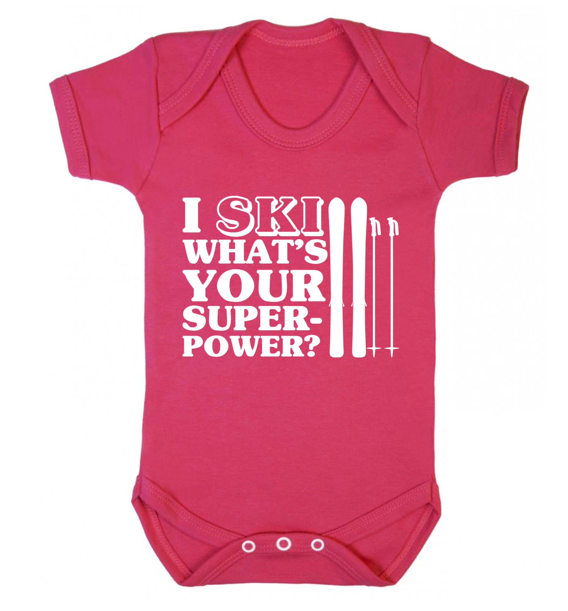 I ski what's your superpower? Baby Vest dark pink 18-24 months