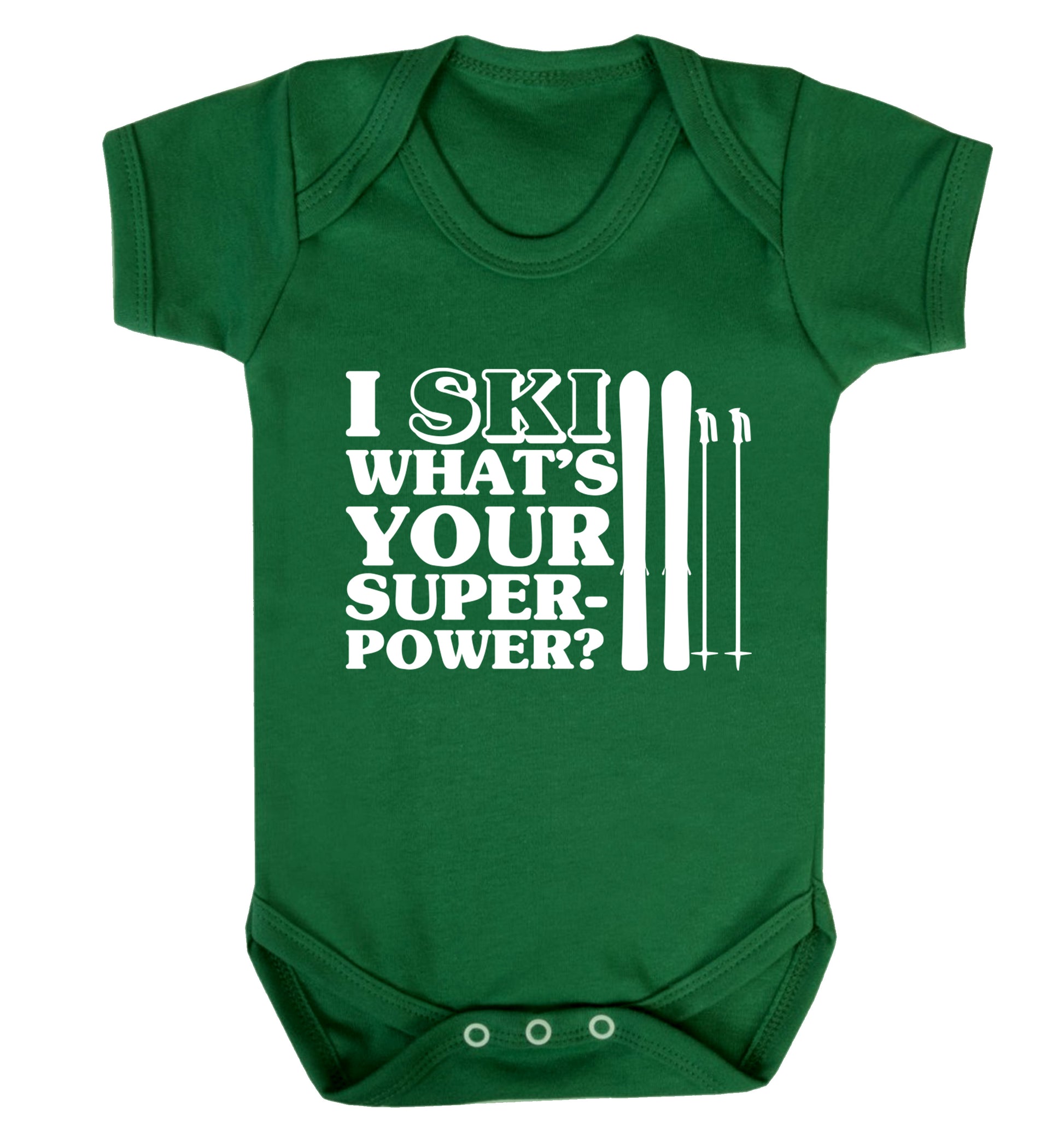 I ski what's your superpower? Baby Vest green 18-24 months