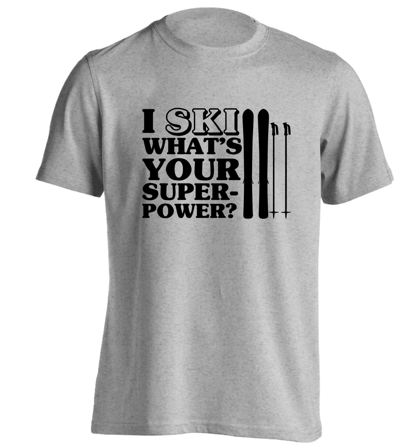 I ski what's your superpower? adults unisexgrey Tshirt 2XL