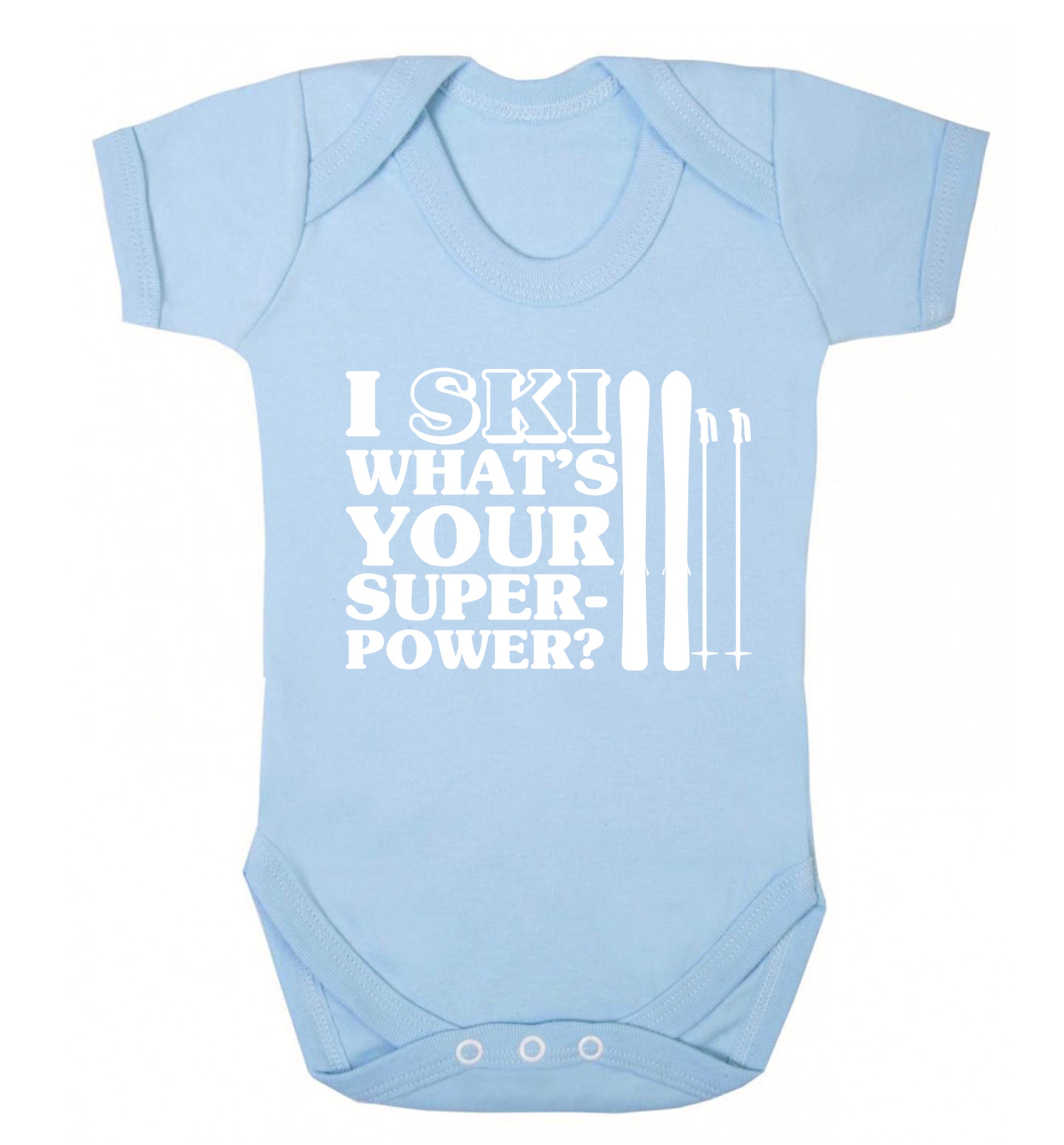 I ski what's your superpower? Baby Vest pale blue 18-24 months