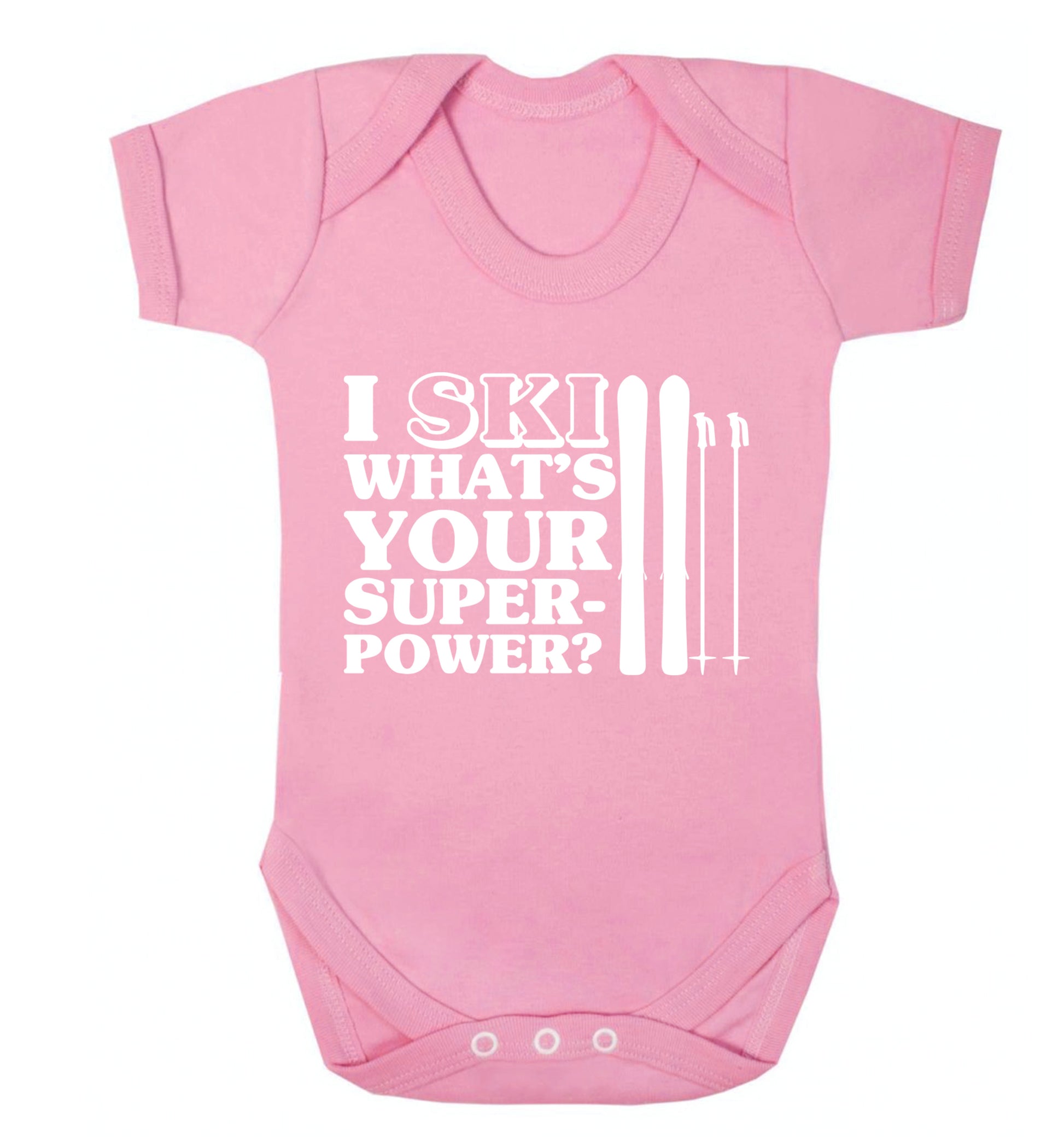 I ski what's your superpower? Baby Vest pale pink 18-24 months