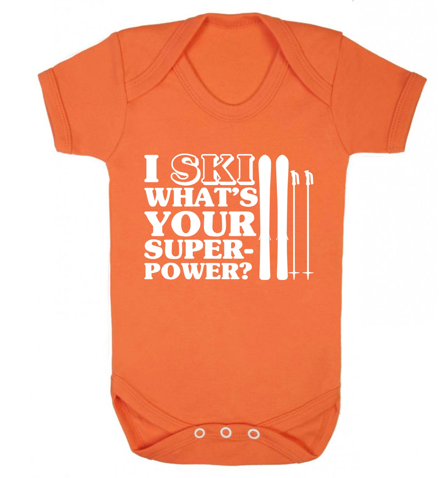 I ski what's your superpower? Baby Vest orange 18-24 months