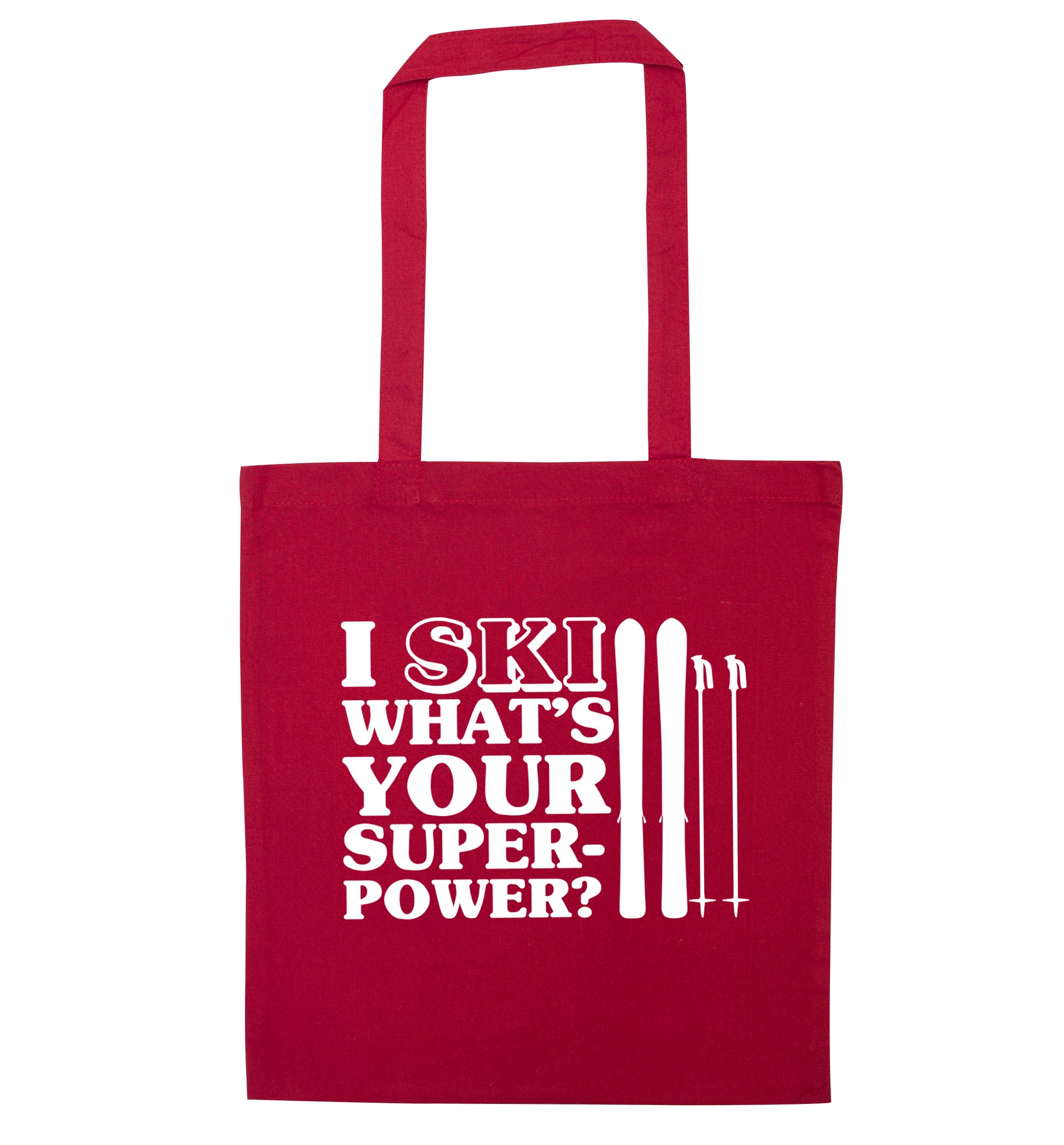 I ski what's your superpower? red tote bag