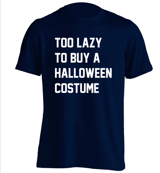 Too lazy to buy a halloween costume adults unisex navy Tshirt 2XL