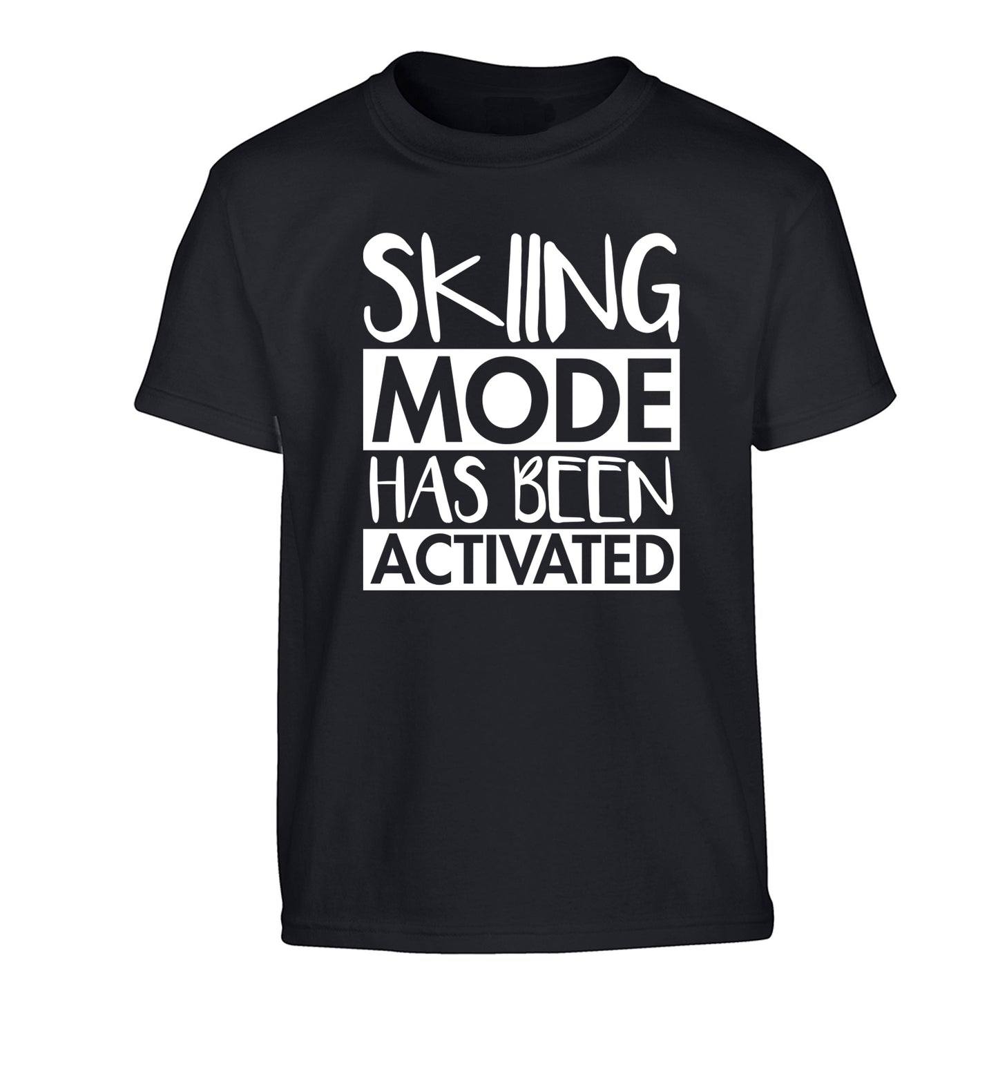 Skiing mode activated Children's black Tshirt 12-14 Years