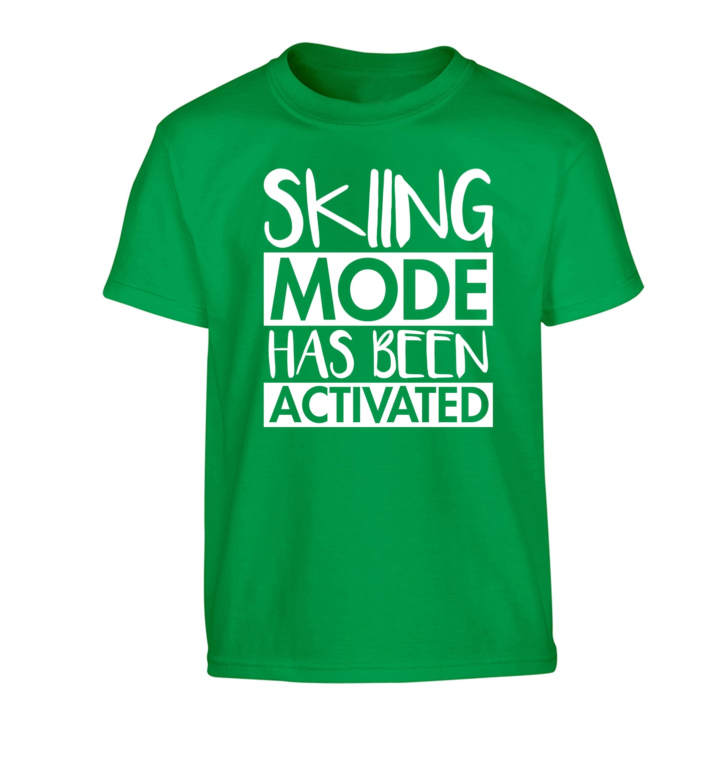 Skiing mode activated Children's green Tshirt 12-14 Years