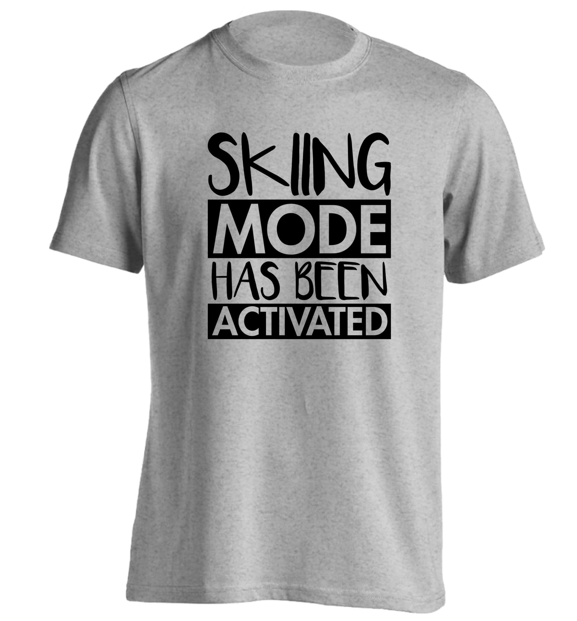 Skiing mode activated adults unisexgrey Tshirt 2XL