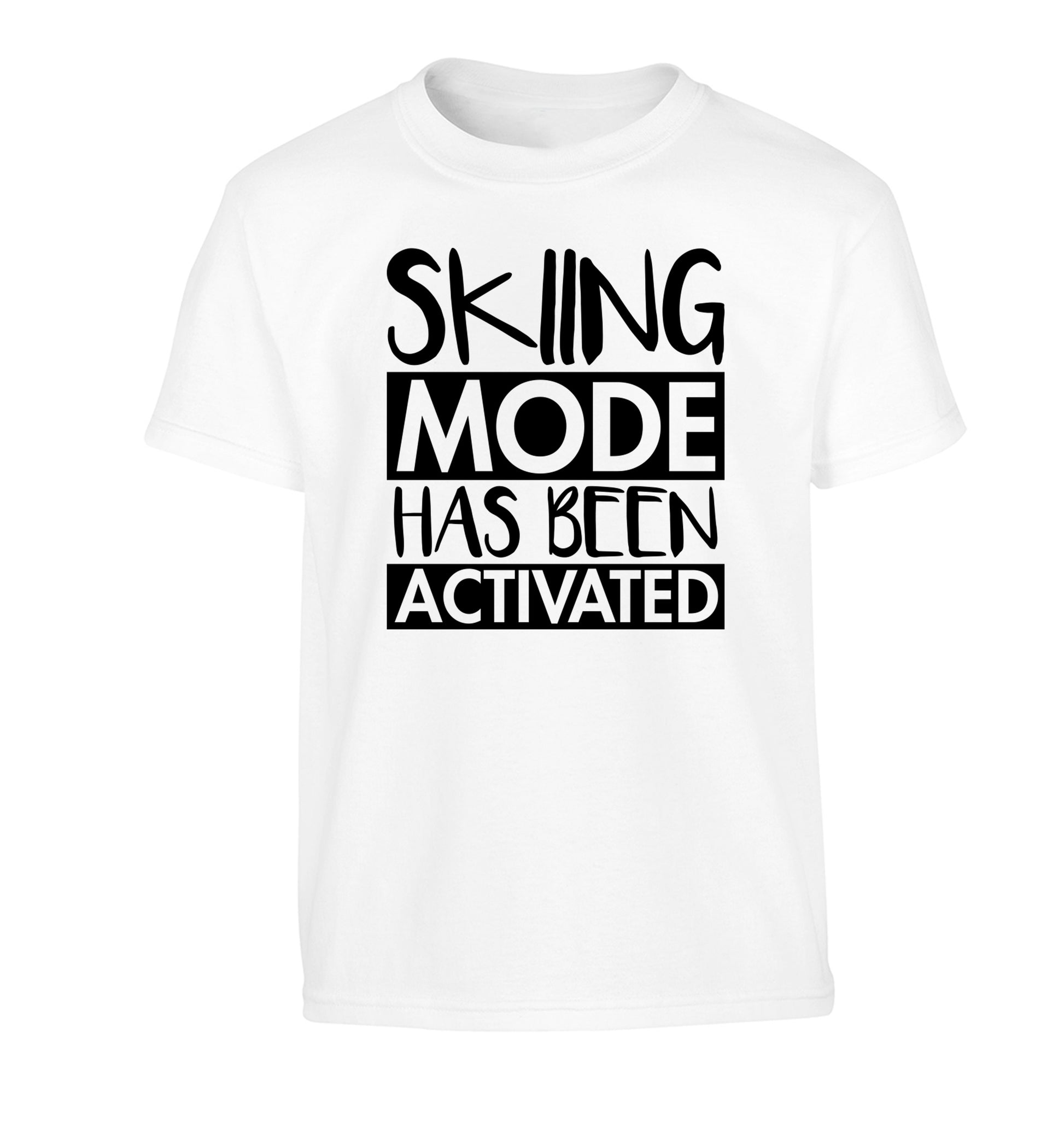 Skiing mode activated Children's white Tshirt 12-14 Years