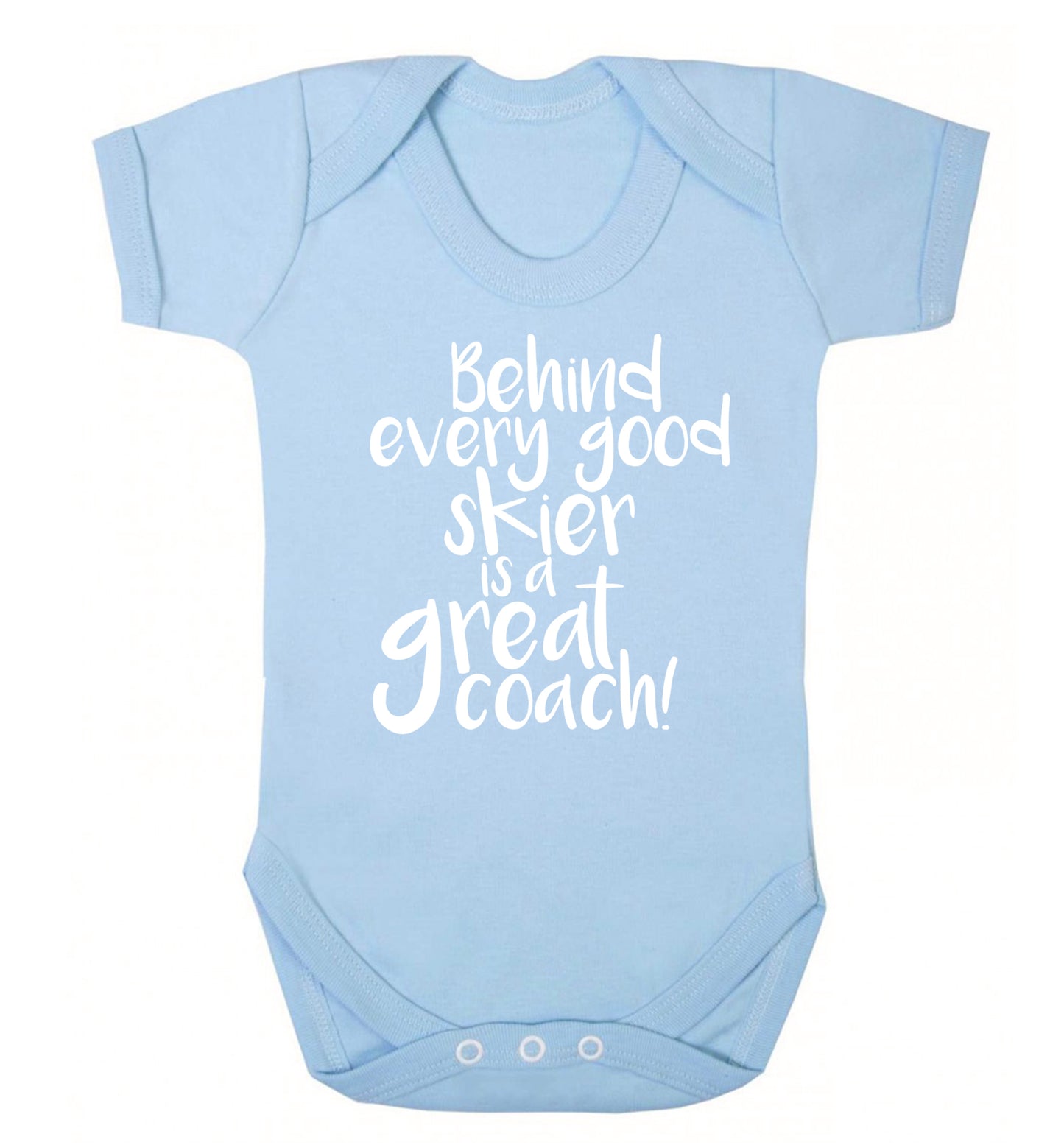 Behind every good skier is a great coach! Baby Vest pale blue 18-24 months