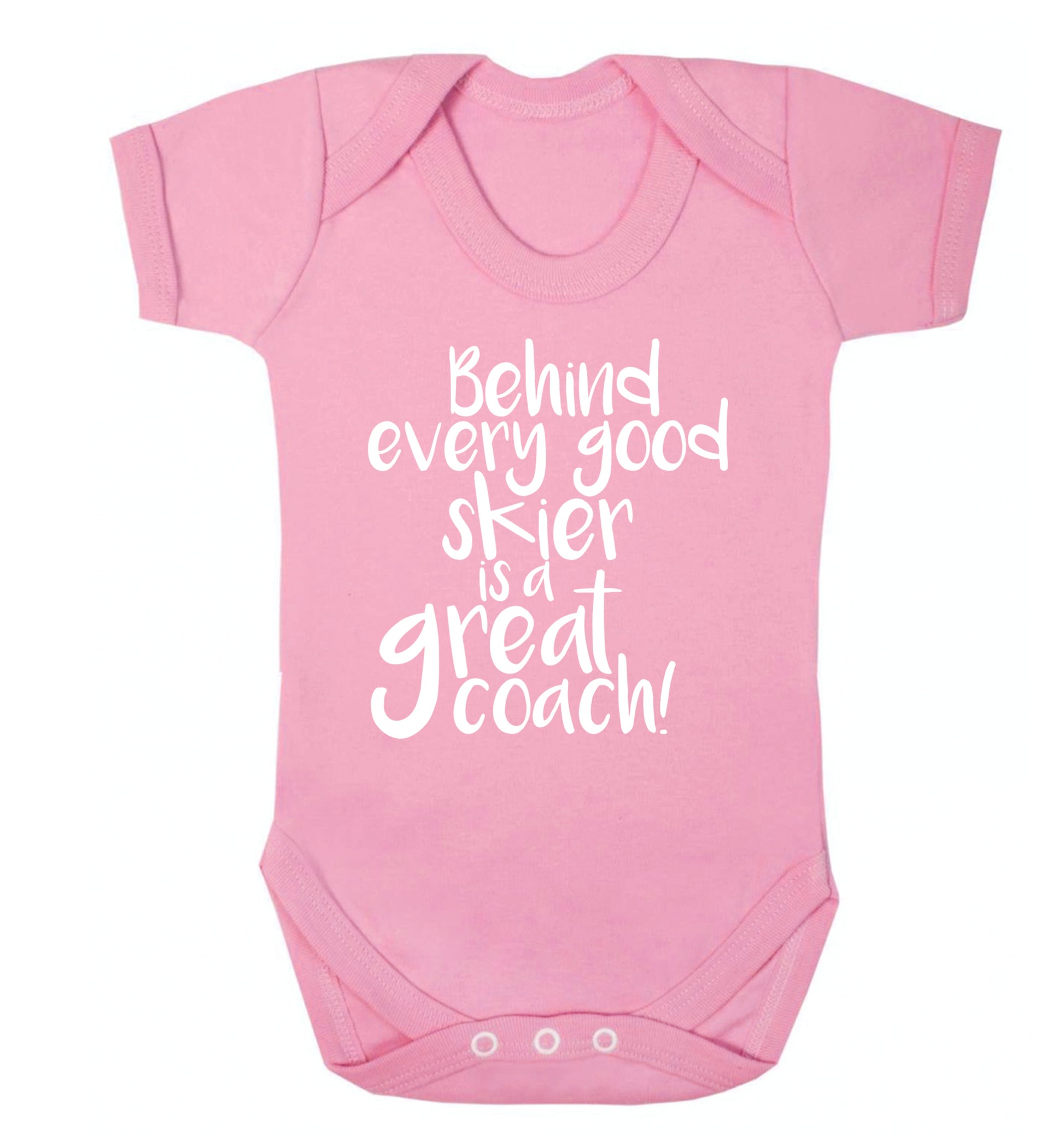 Behind every good skier is a great coach! Baby Vest pale pink 18-24 months