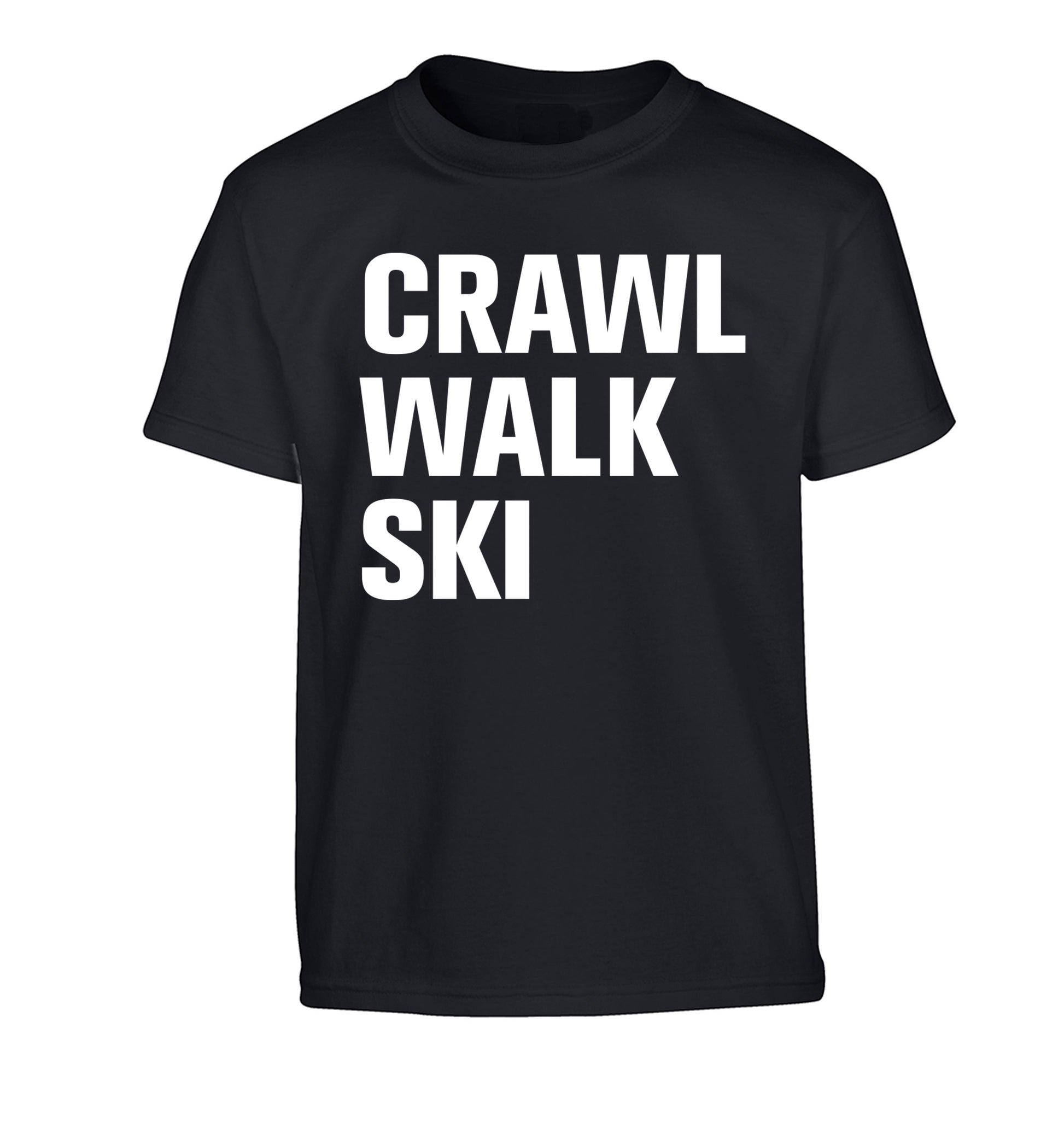 Crawl walk ski Children's black Tshirt 12-14 Years