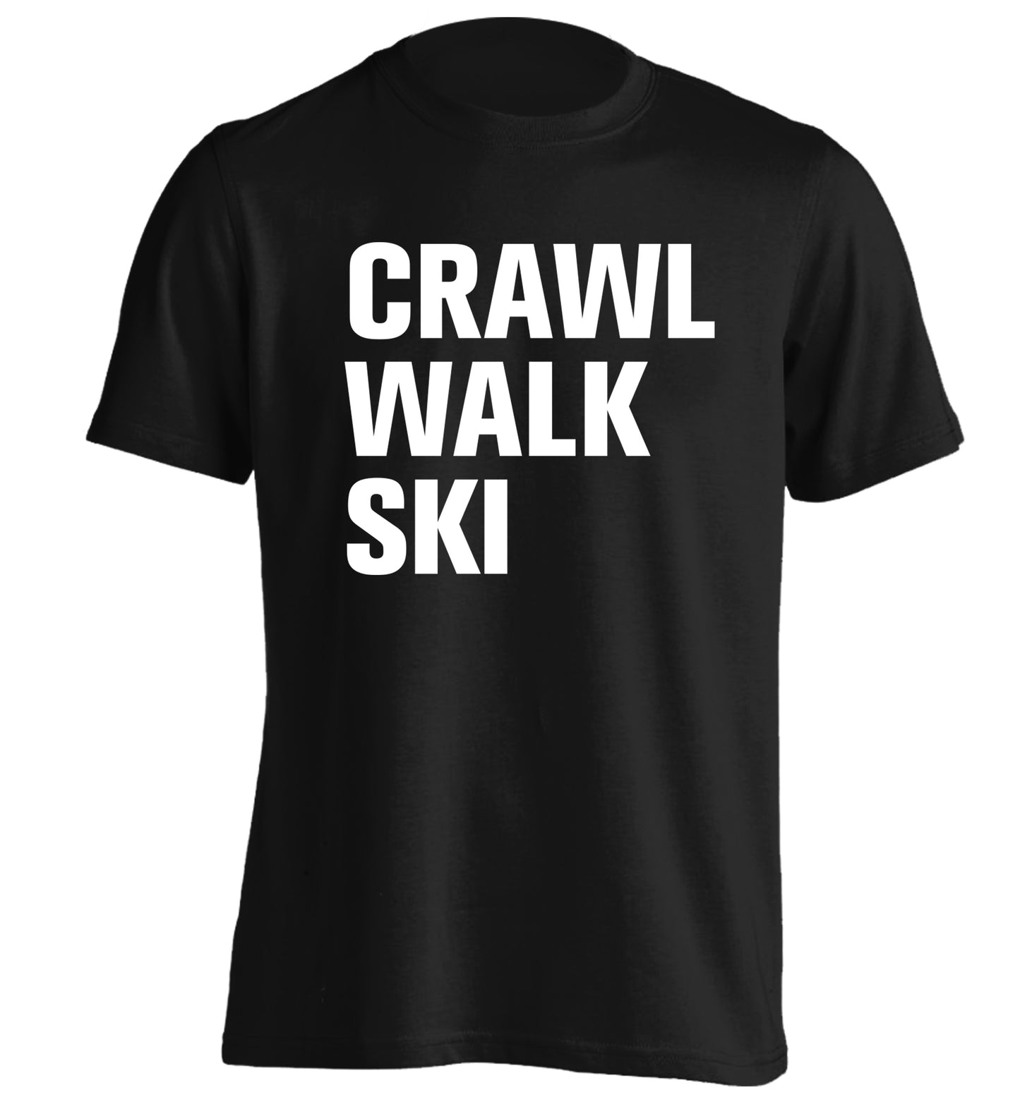 Crawl walk ski adults unisexblack Tshirt 2XL