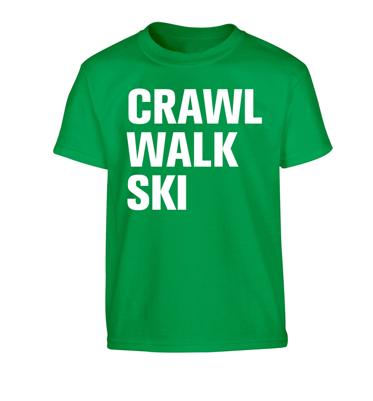 Crawl walk ski Children's green Tshirt 12-14 Years