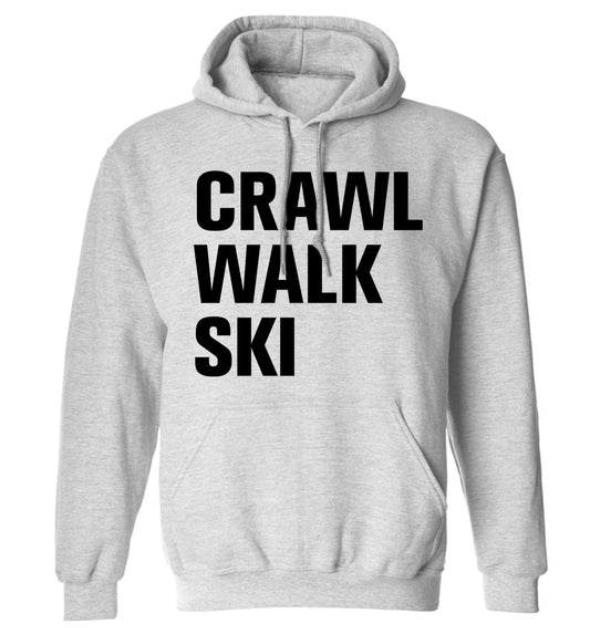Crawl walk ski adults unisexgrey hoodie 2XL
