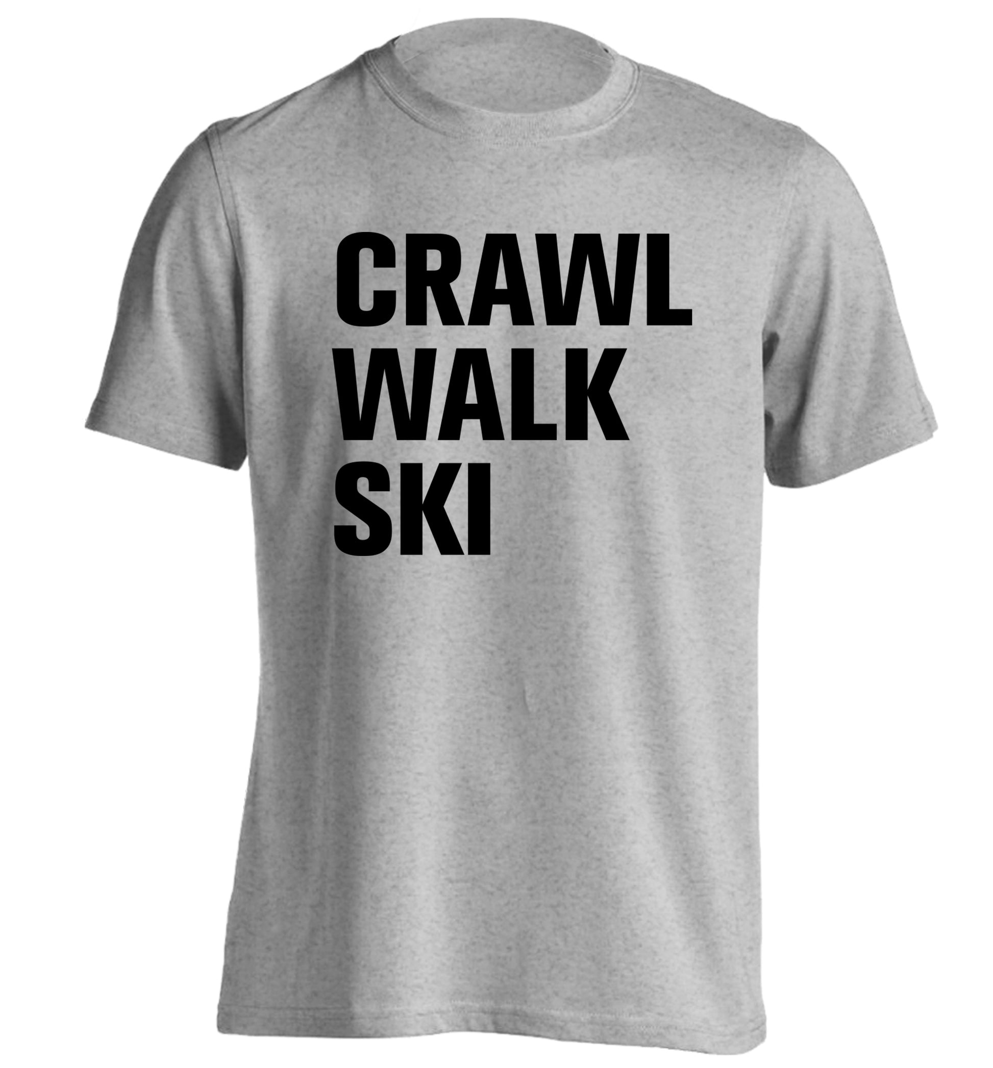 Crawl walk ski adults unisexgrey Tshirt 2XL