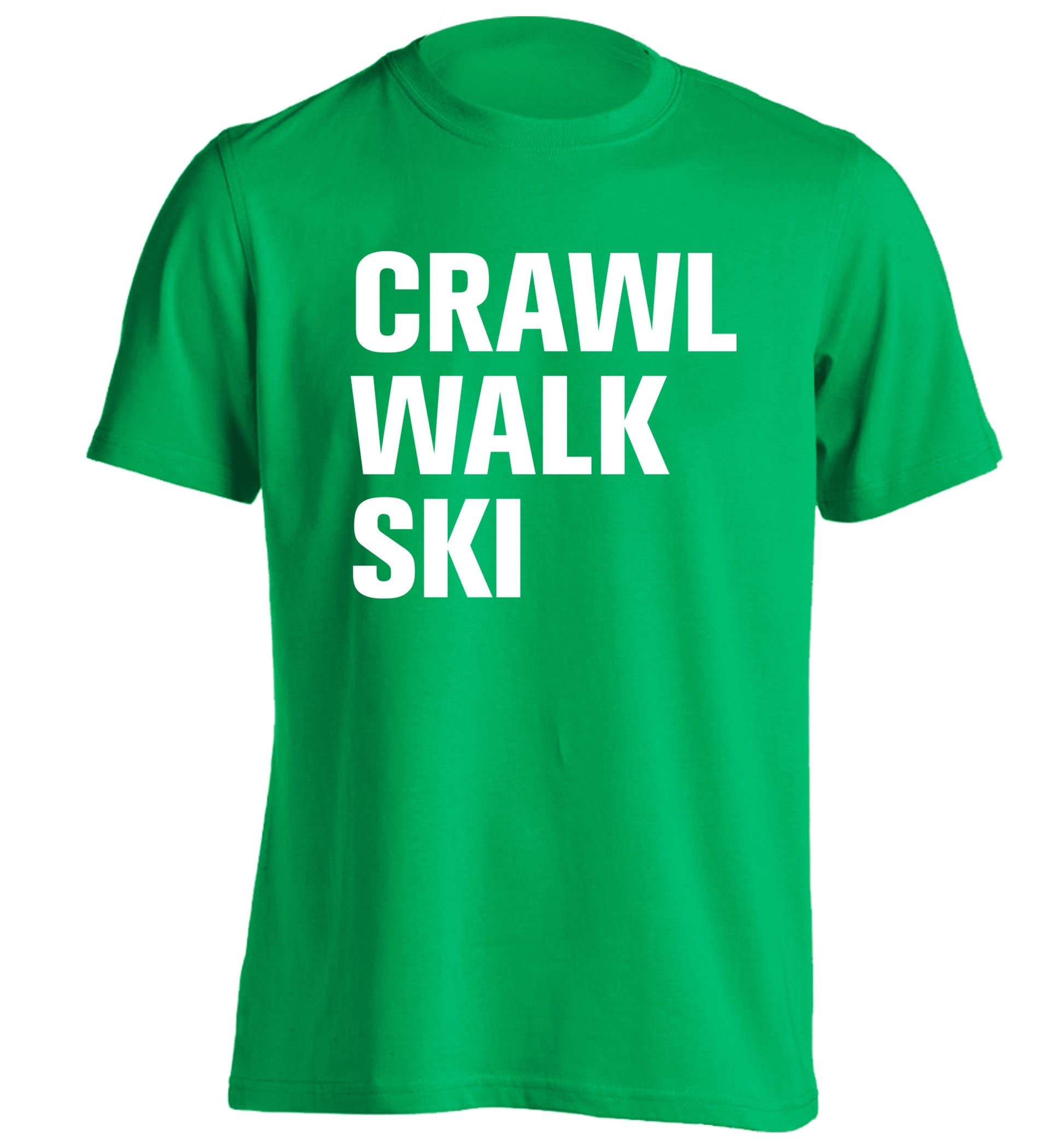Crawl walk ski adults unisexgreen Tshirt 2XL