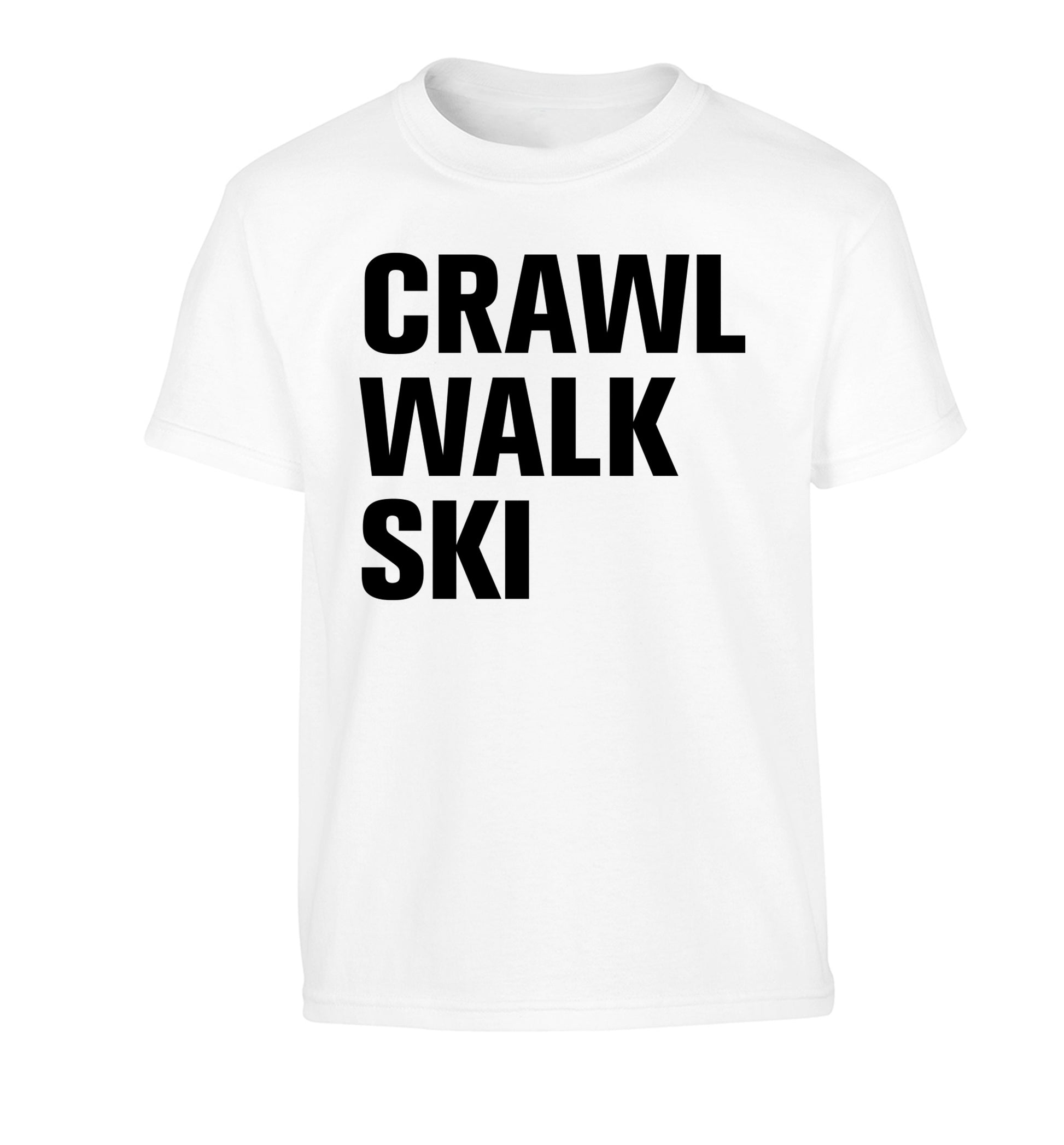 Crawl walk ski Children's white Tshirt 12-14 Years