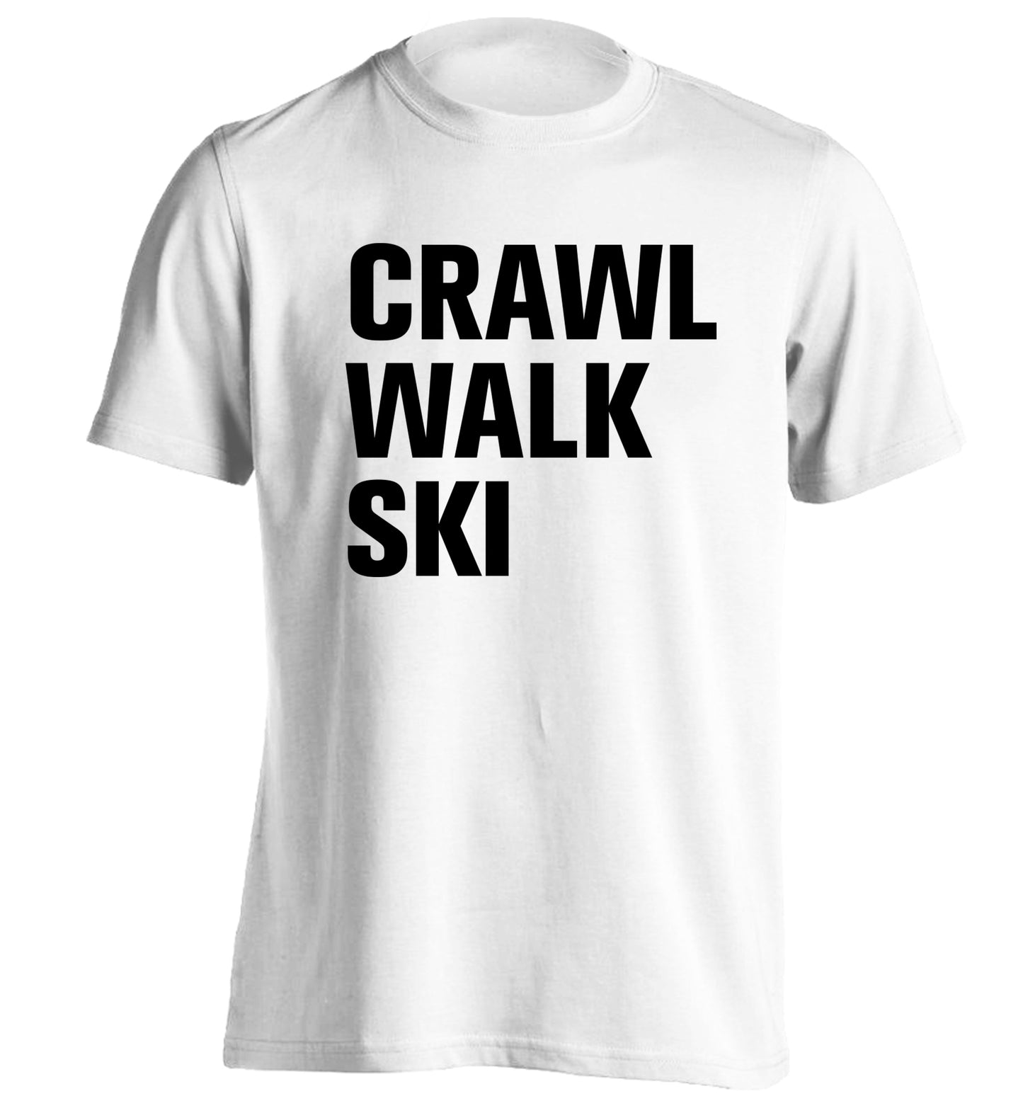 Crawl walk ski adults unisexwhite Tshirt 2XL