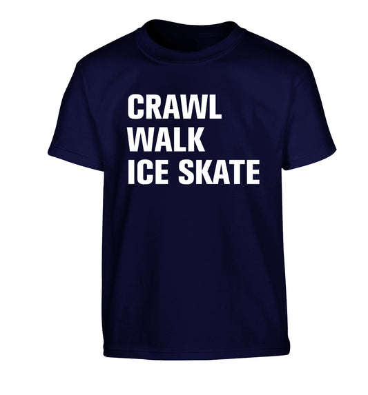 Crawl walk ice skate Children's navy Tshirt 12-14 Years