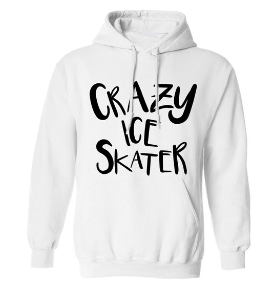 Crazy ice skater adults unisexwhite hoodie 2XL