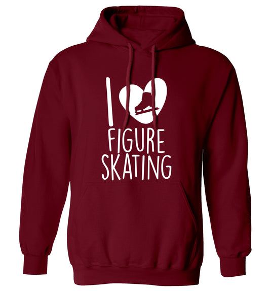 I love figure skating adults unisexmaroon hoodie 2XL
