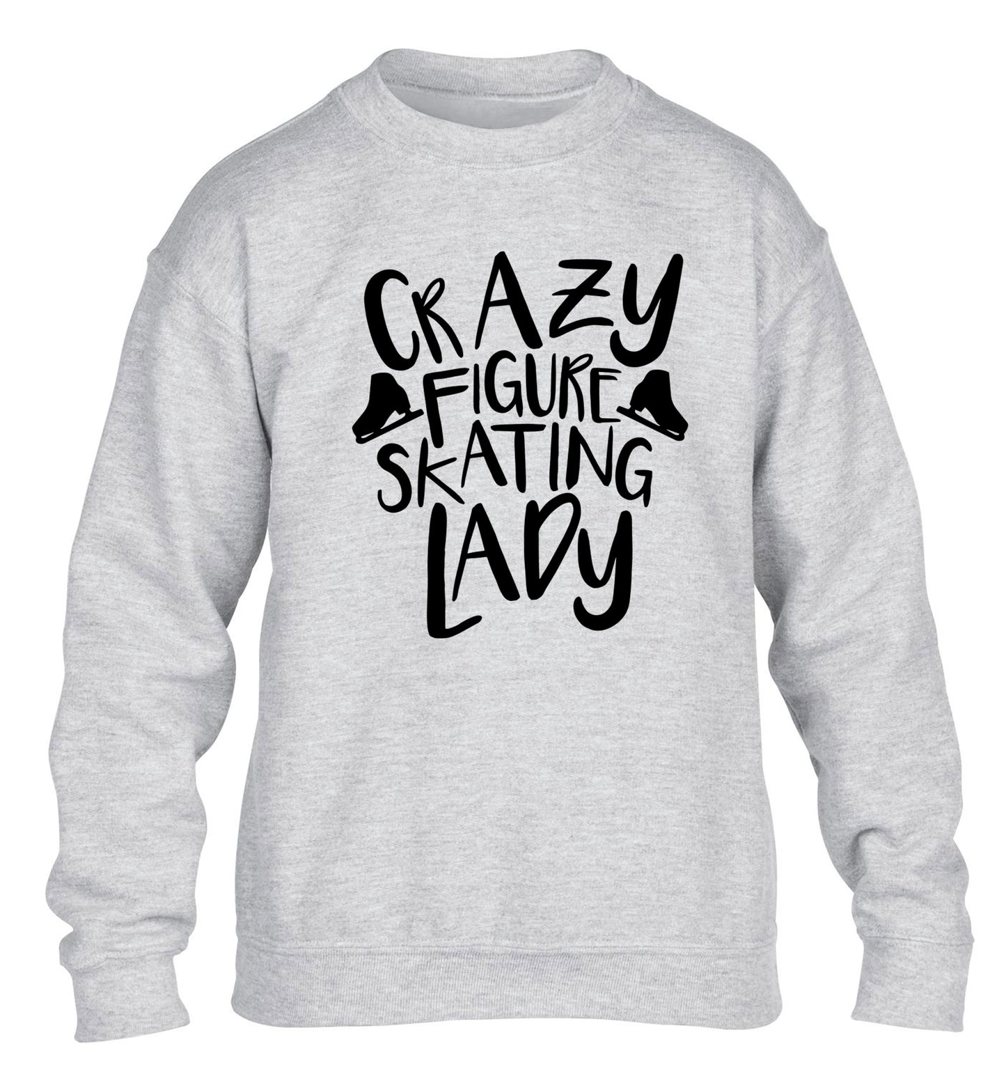 Crazy figure skating lady children's grey sweater 12-14 Years