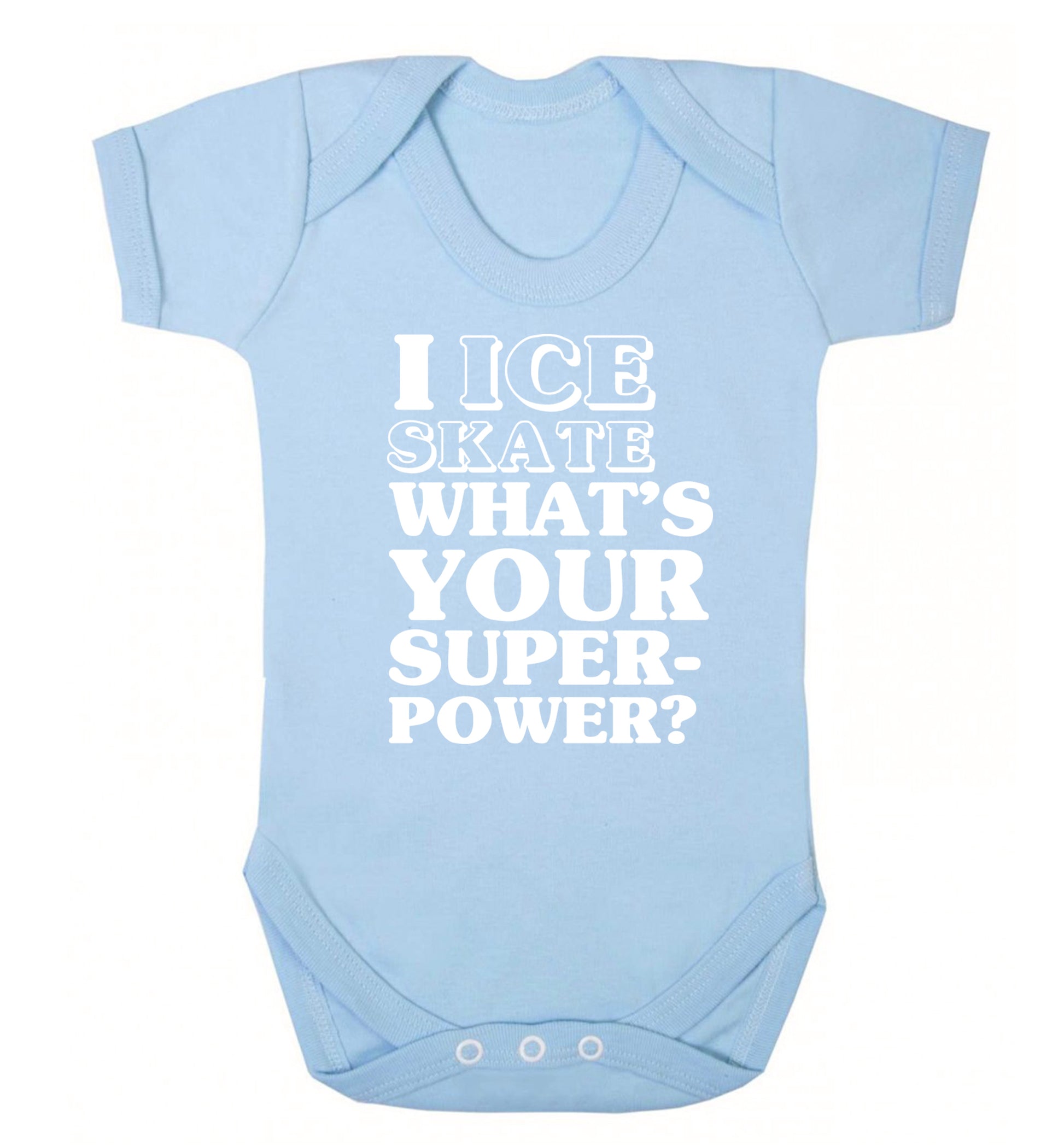 I ice skate what's your superpower? Baby Vest pale blue 18-24 months