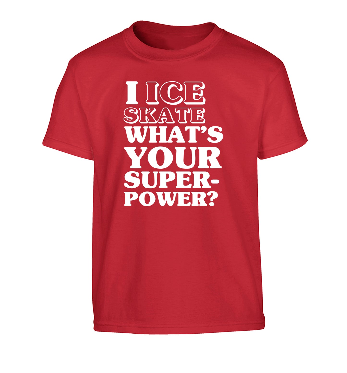 I ice skate what's your superpower? Children's red Tshirt 12-14 Years