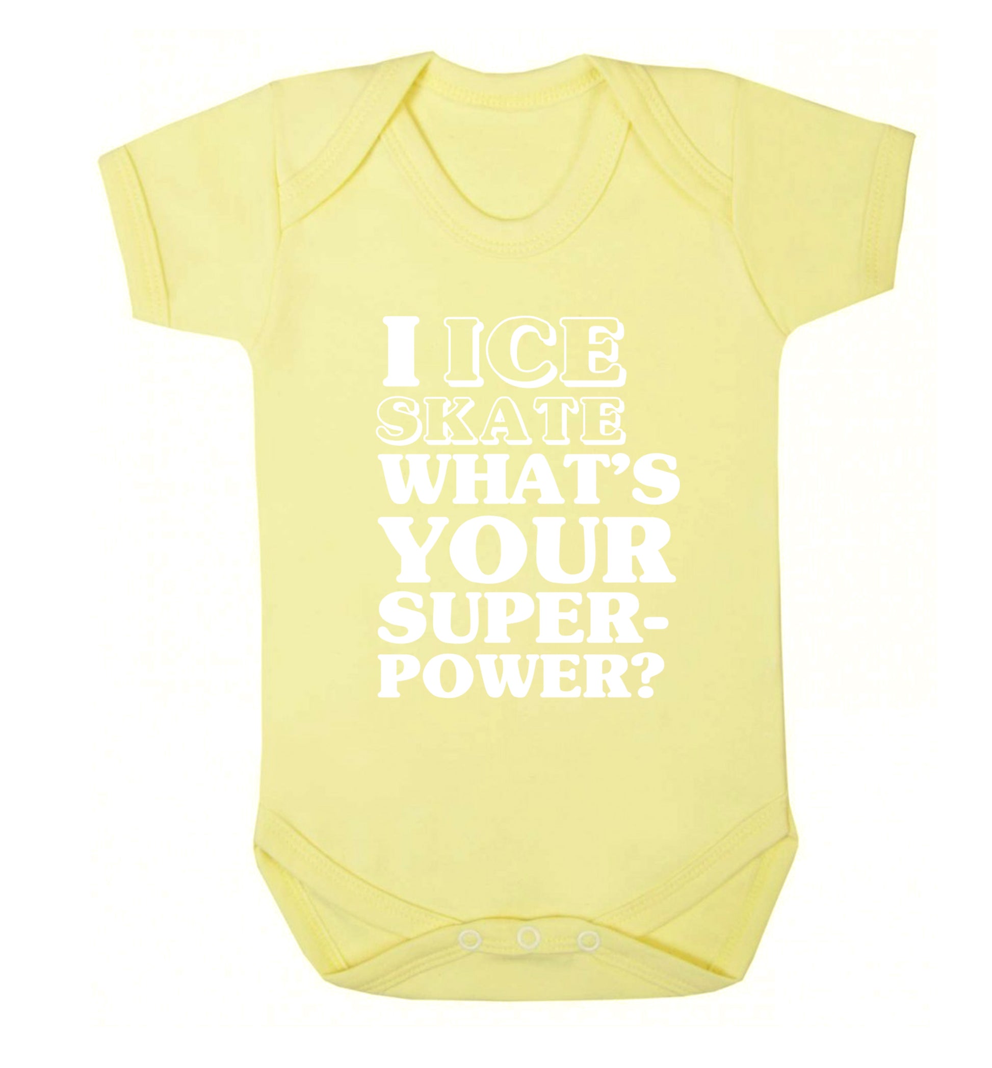 I ice skate what's your superpower? Baby Vest pale yellow 18-24 months