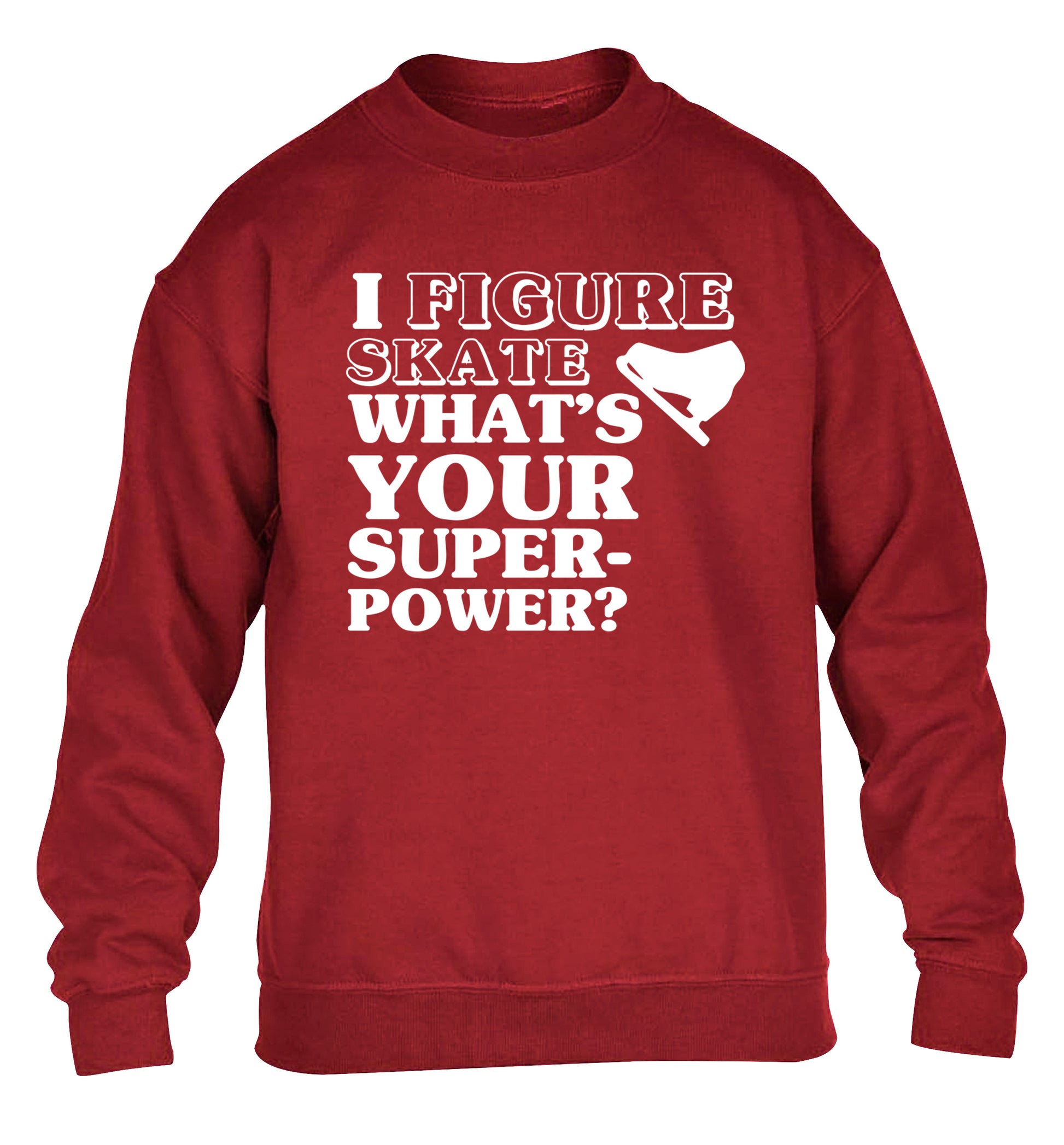 I figure skate what's your superpower? children's grey sweater 12-14 Years