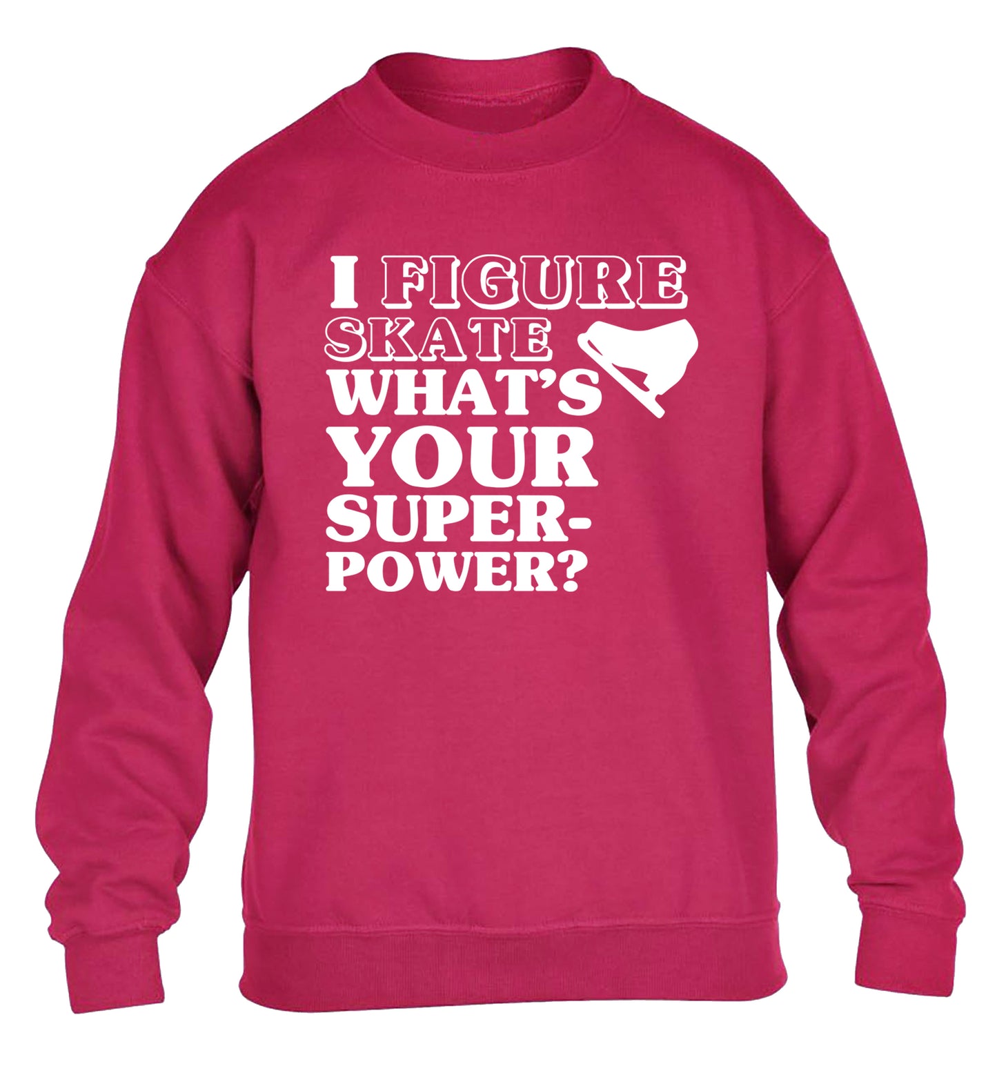 I figure skate what's your superpower? children's pink sweater 12-14 Years