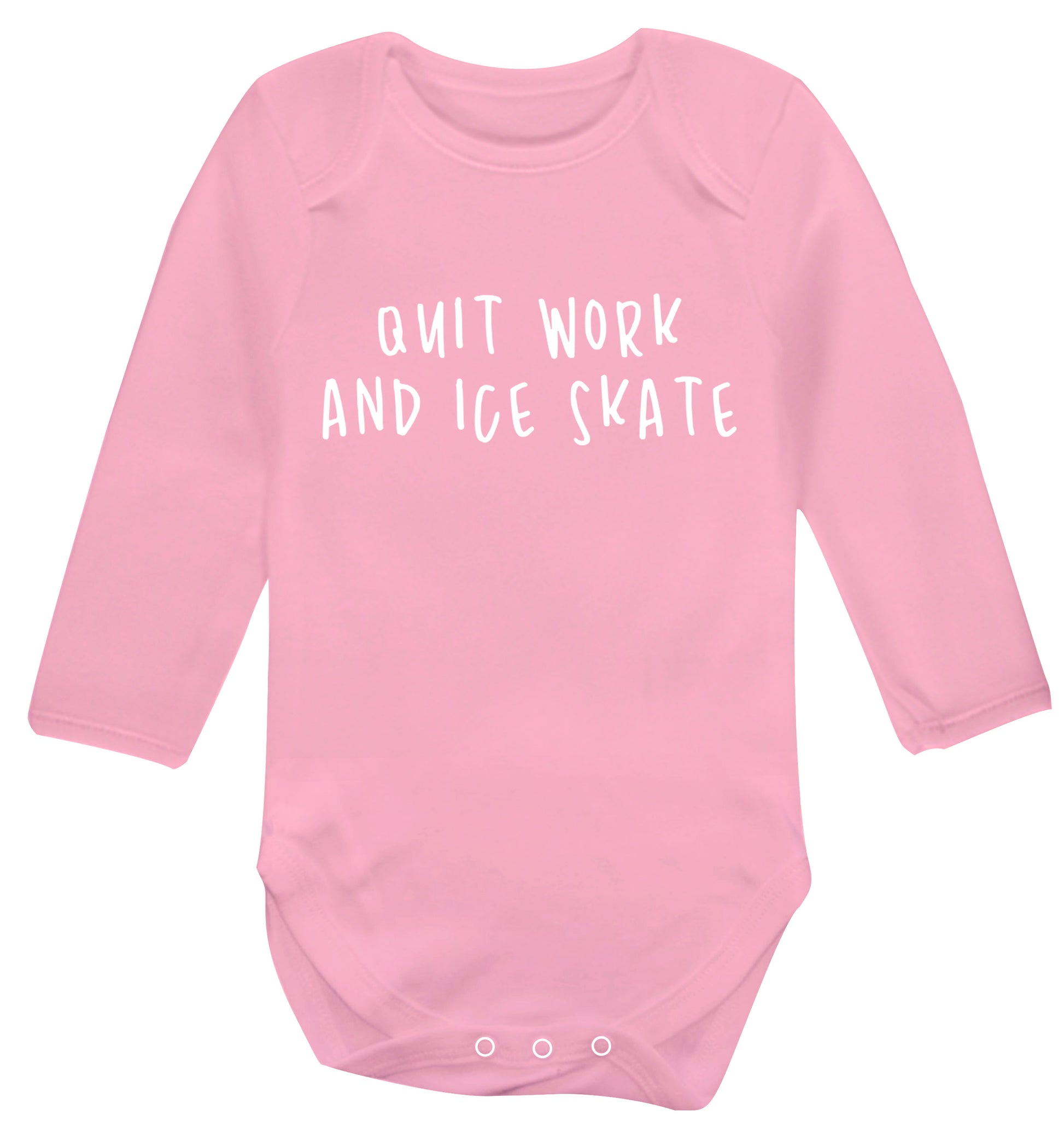 Quit work ice skate Baby Vest long sleeved pale pink 6-12 months