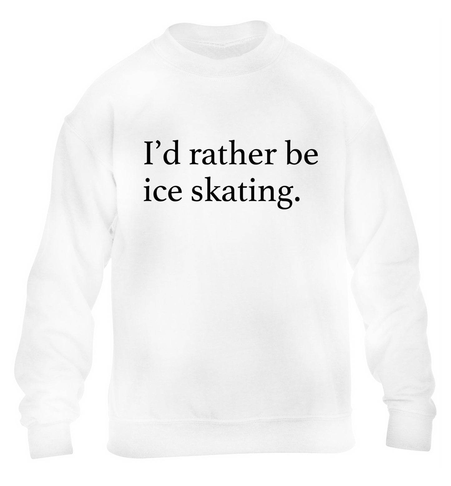 I'd rather be ice skating children's white sweater 12-14 Years