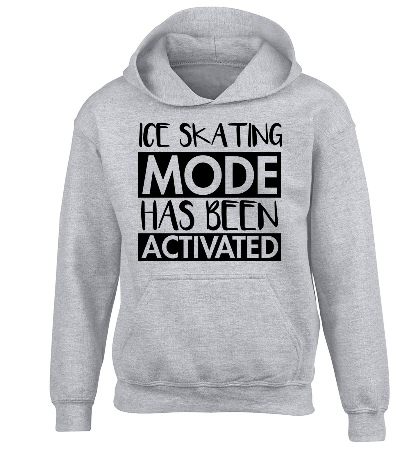 Ice skating mode activated children's grey hoodie 12-14 Years