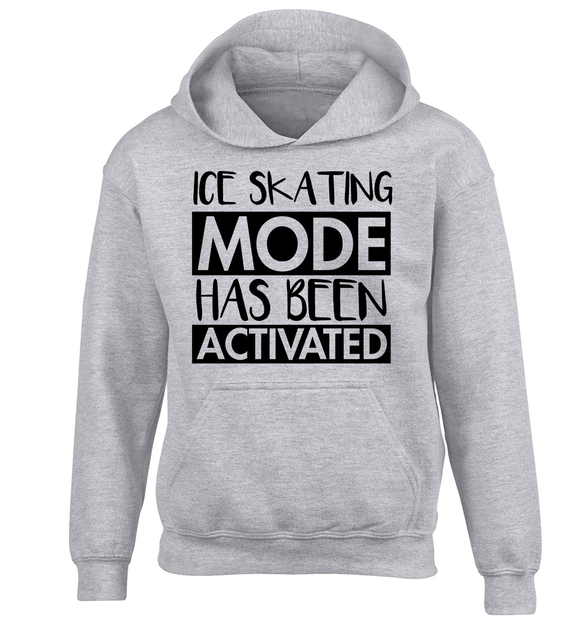 Ice skating mode activated children's grey hoodie 12-14 Years