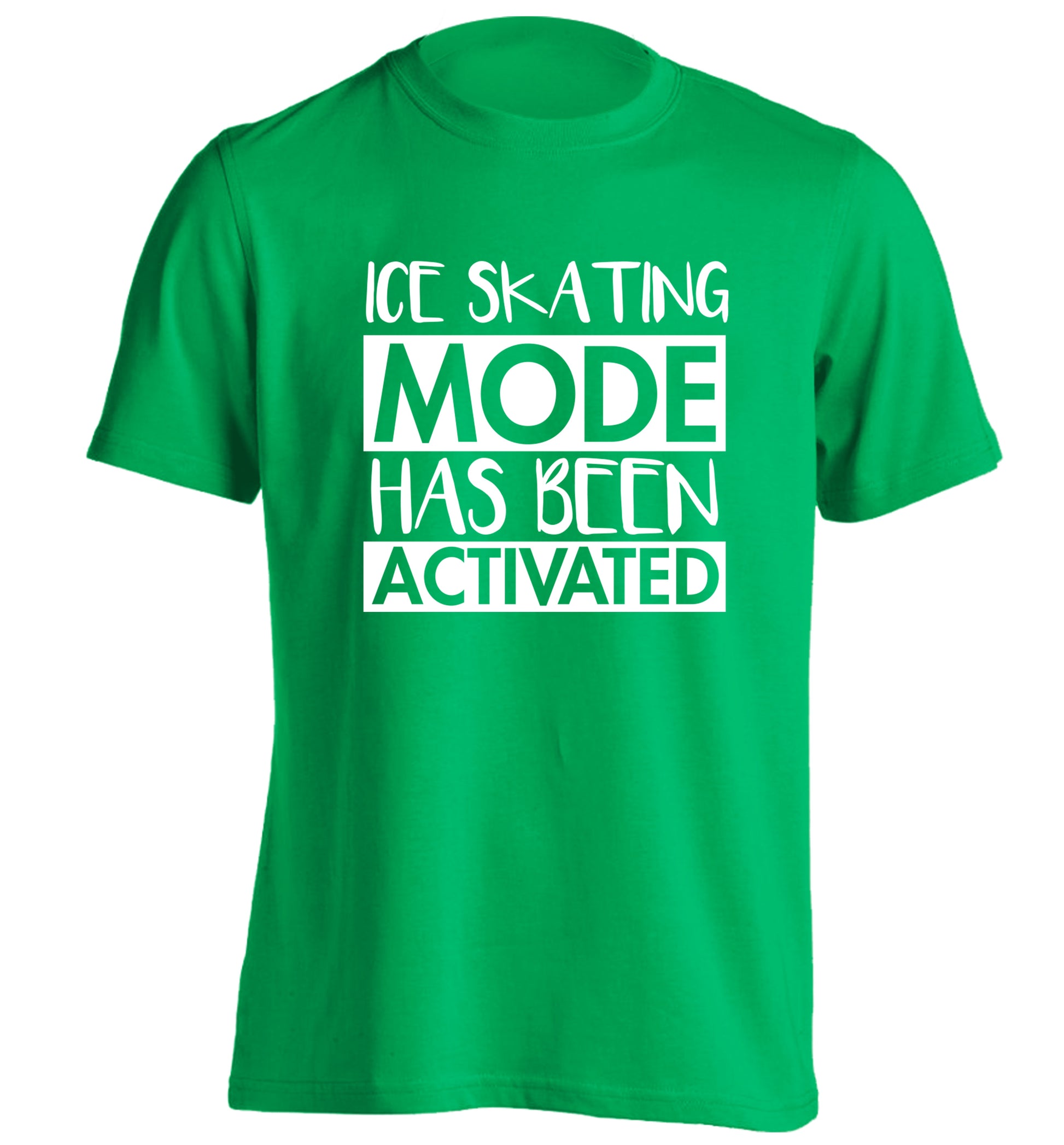 Ice skating mode activated adults unisexgreen Tshirt 2XL