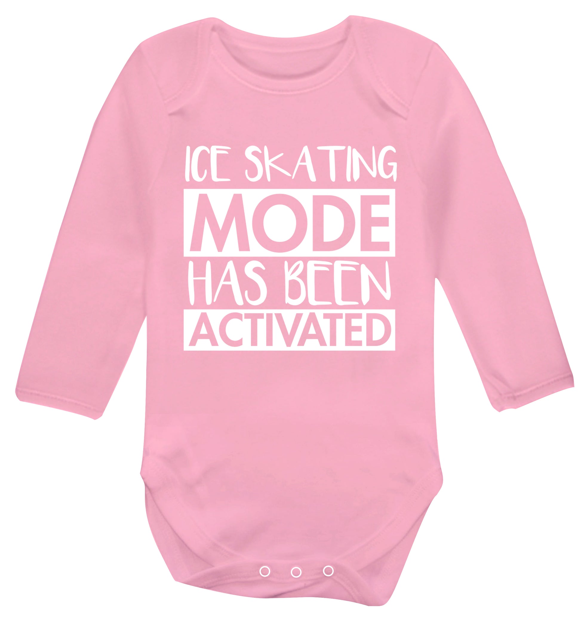Ice skating mode activated Baby Vest long sleeved pale pink 6-12 months