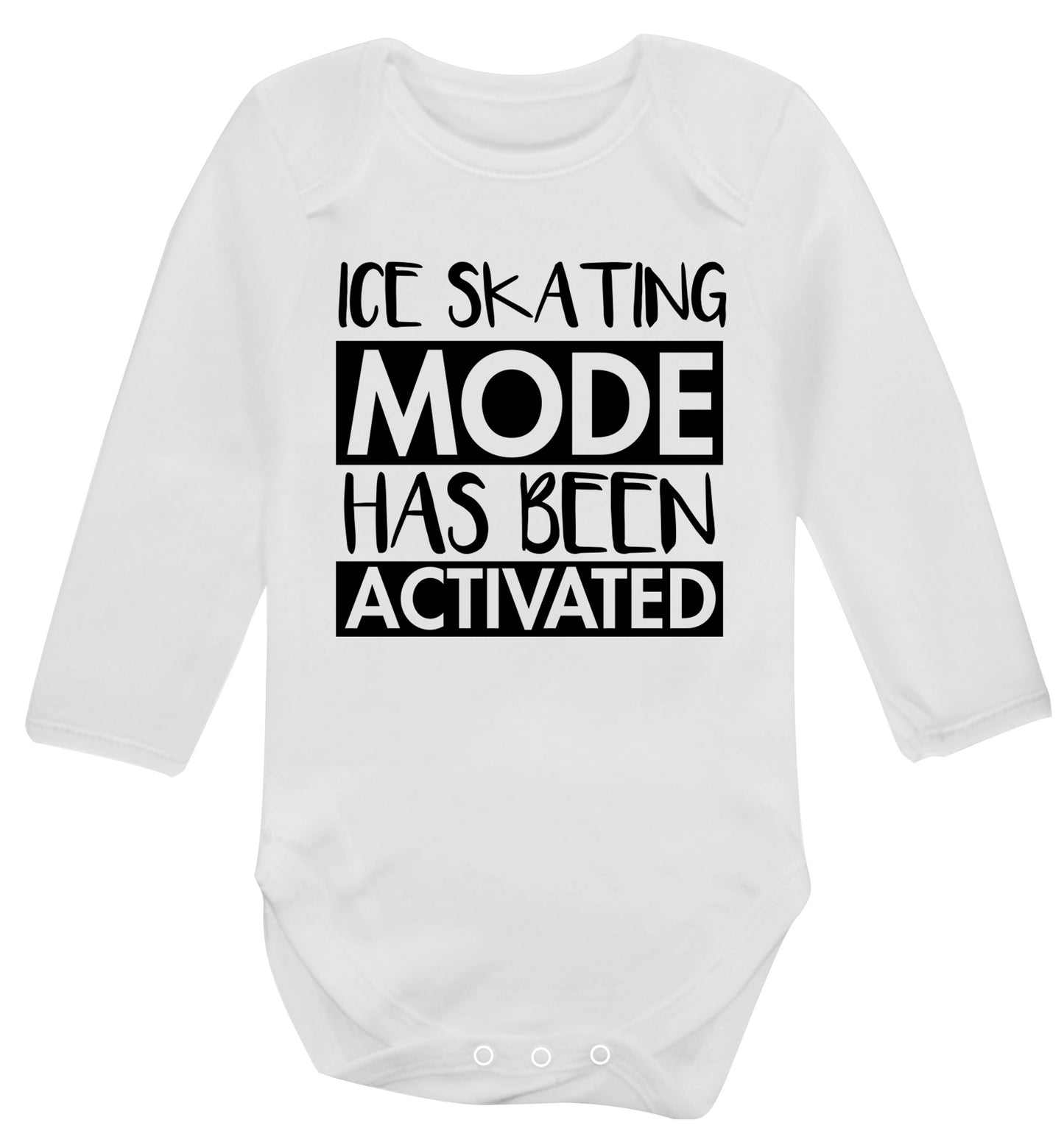 Ice skating mode activated Baby Vest long sleeved white 6-12 months