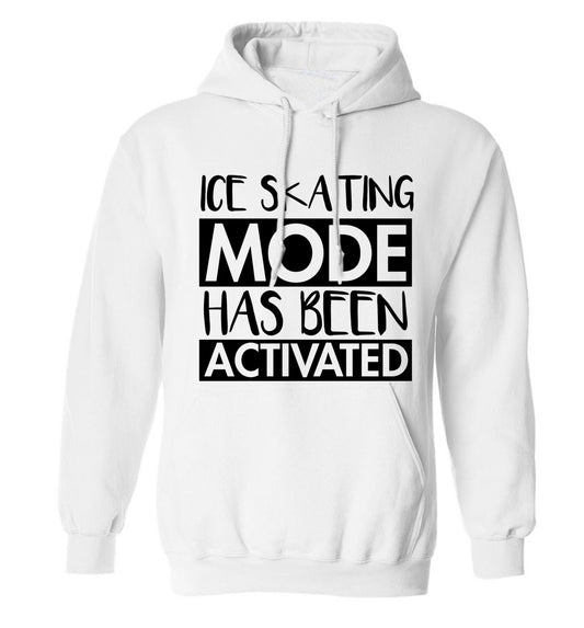 Ice skating mode activated adults unisexwhite hoodie 2XL