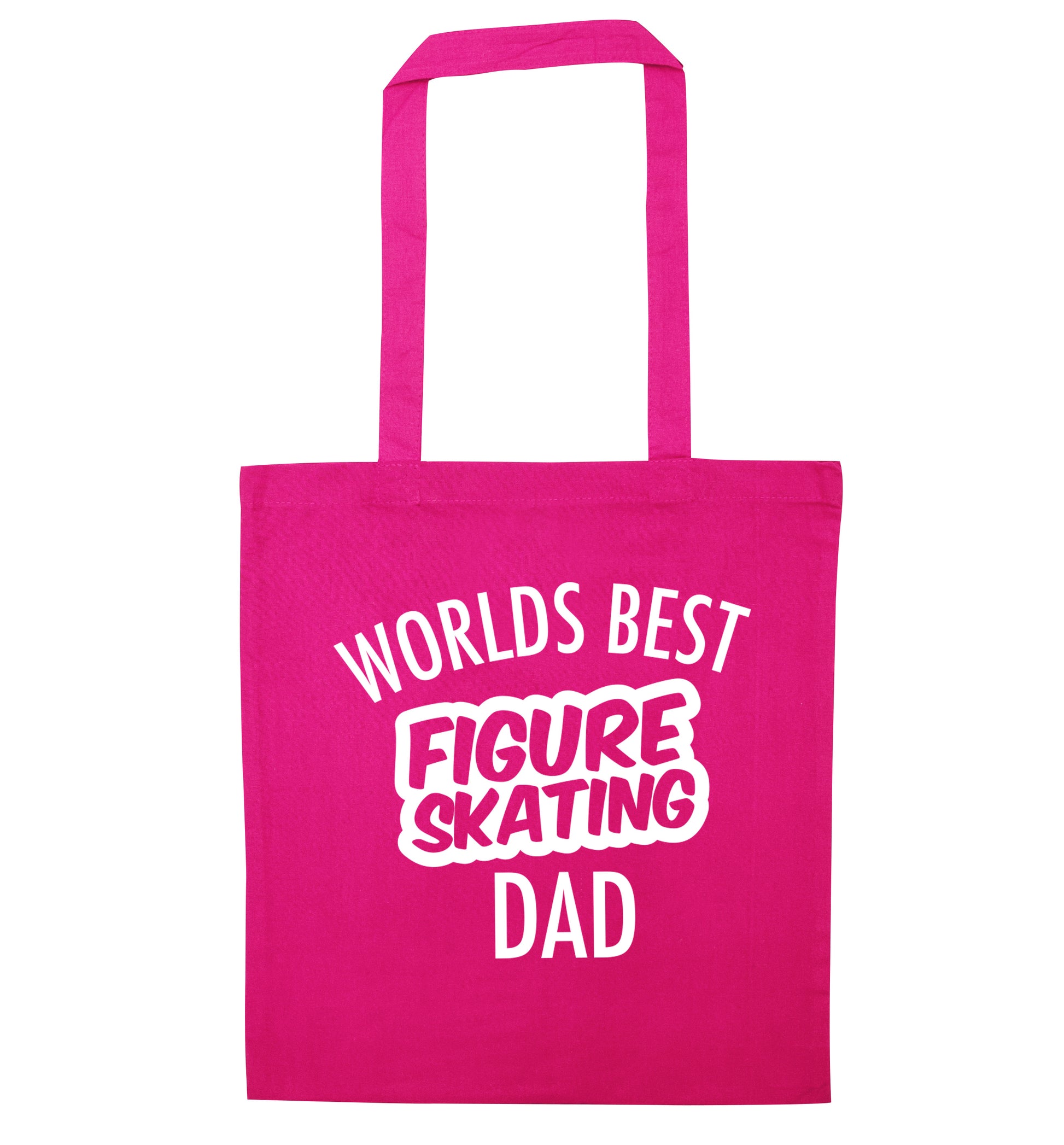 Worlds best figure skating dad pink tote bag