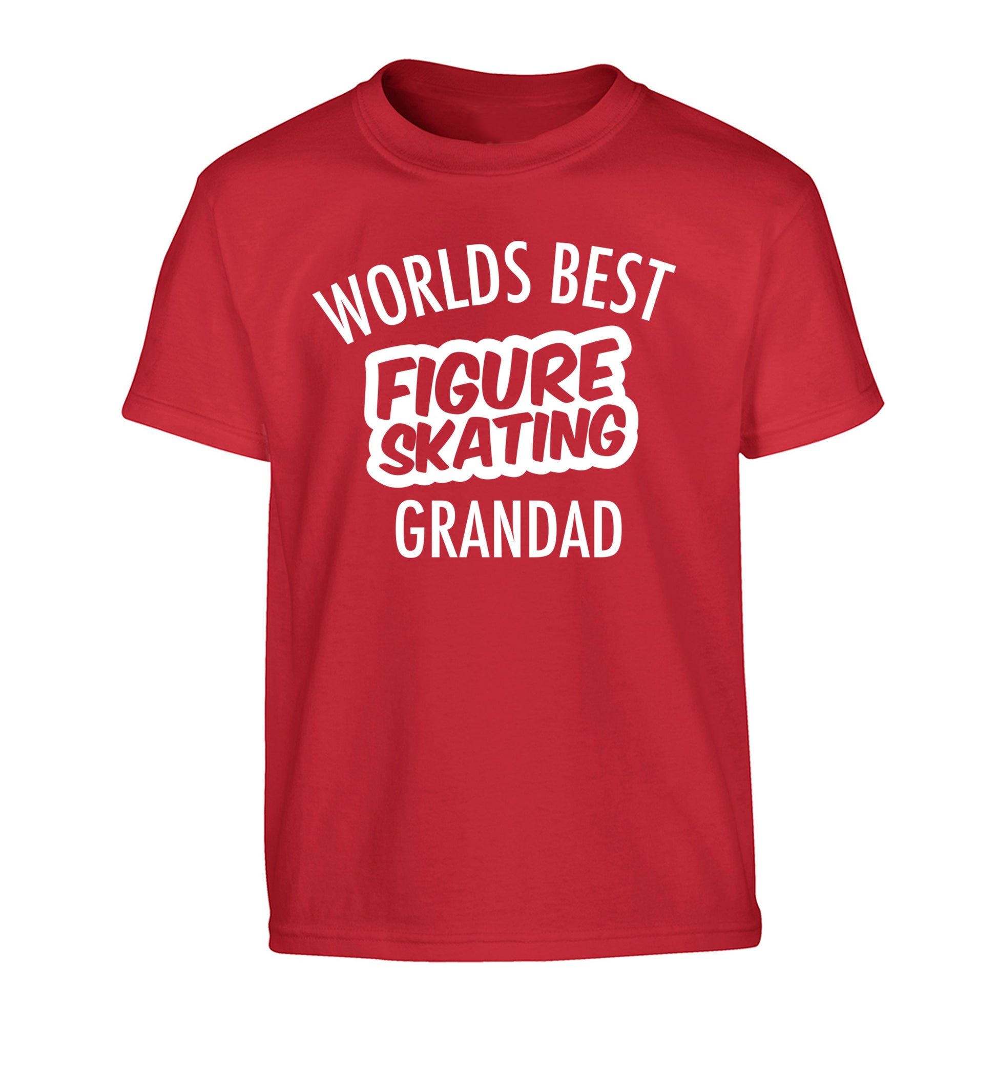 Worlds best figure skating grandad Children's red Tshirt 12-14 Years