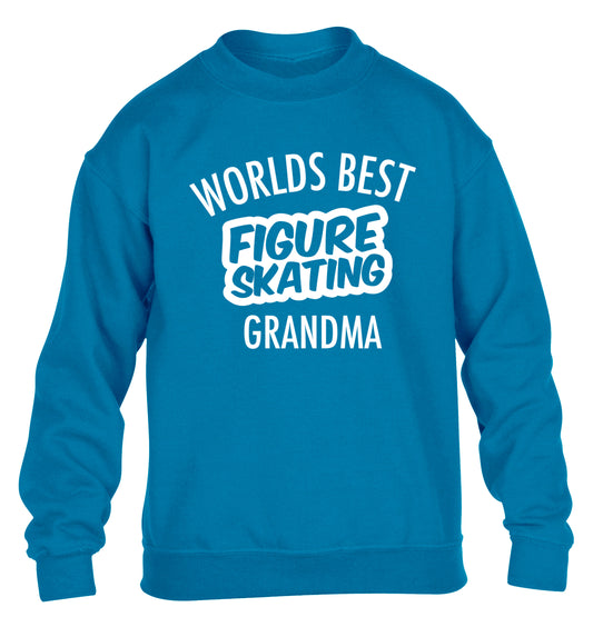 Worlds best figure skating grandma children's blue sweater 12-14 Years