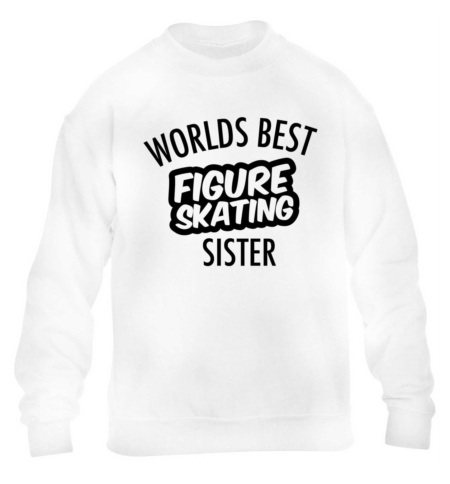 Worlds best figure skating sisterchildren's white sweater 12-14 Years