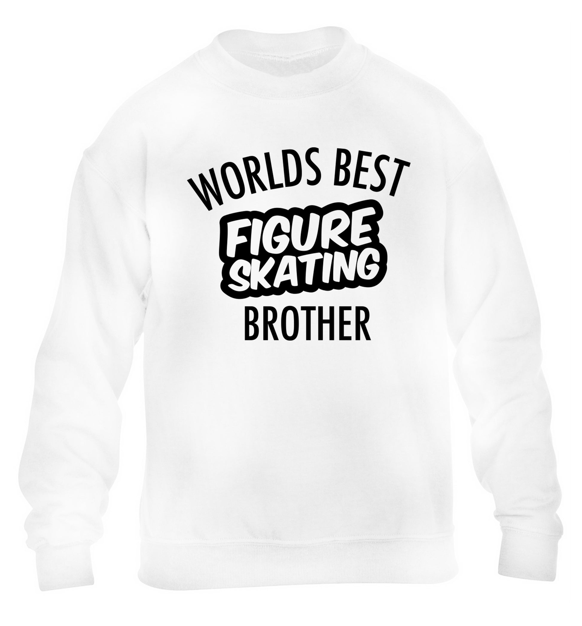 Worlds best figure skating brother children's white sweater 12-14 Years