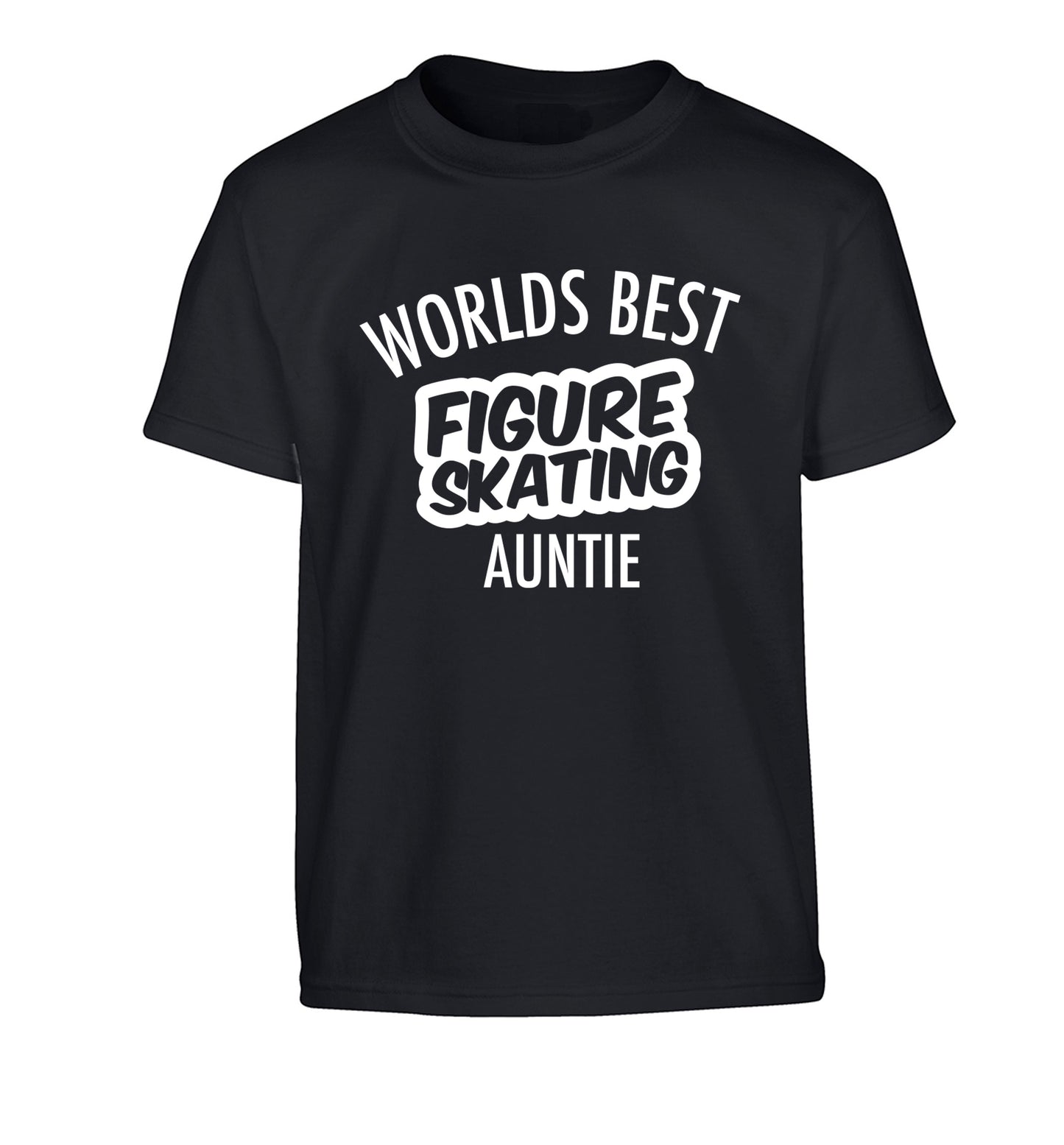 Worlds best figure skating auntie Children's black Tshirt 12-14 Years