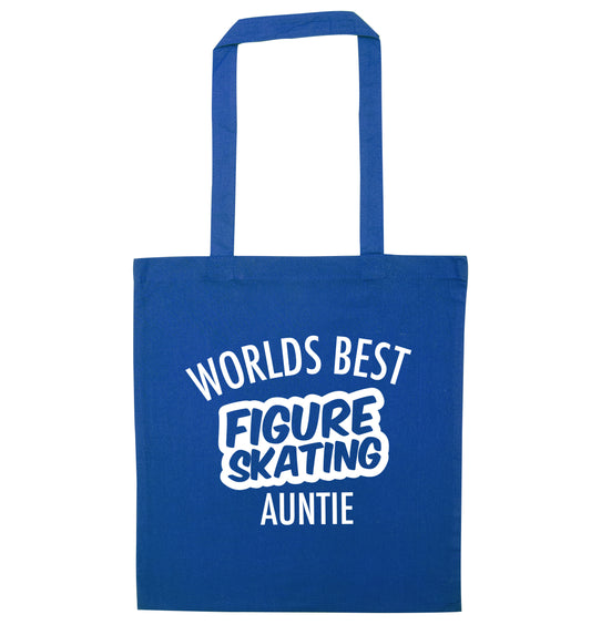 Worlds best figure skating auntie blue tote bag