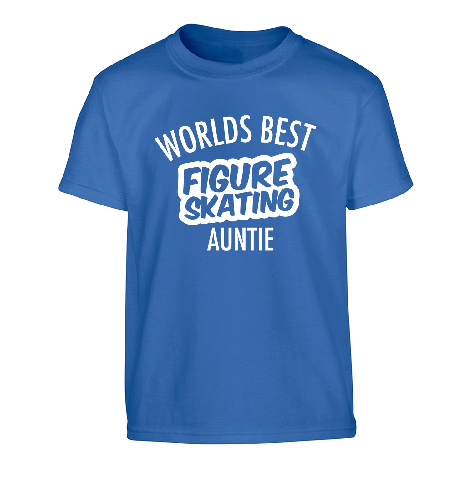 Worlds best figure skating auntie Children's blue Tshirt 12-14 Years