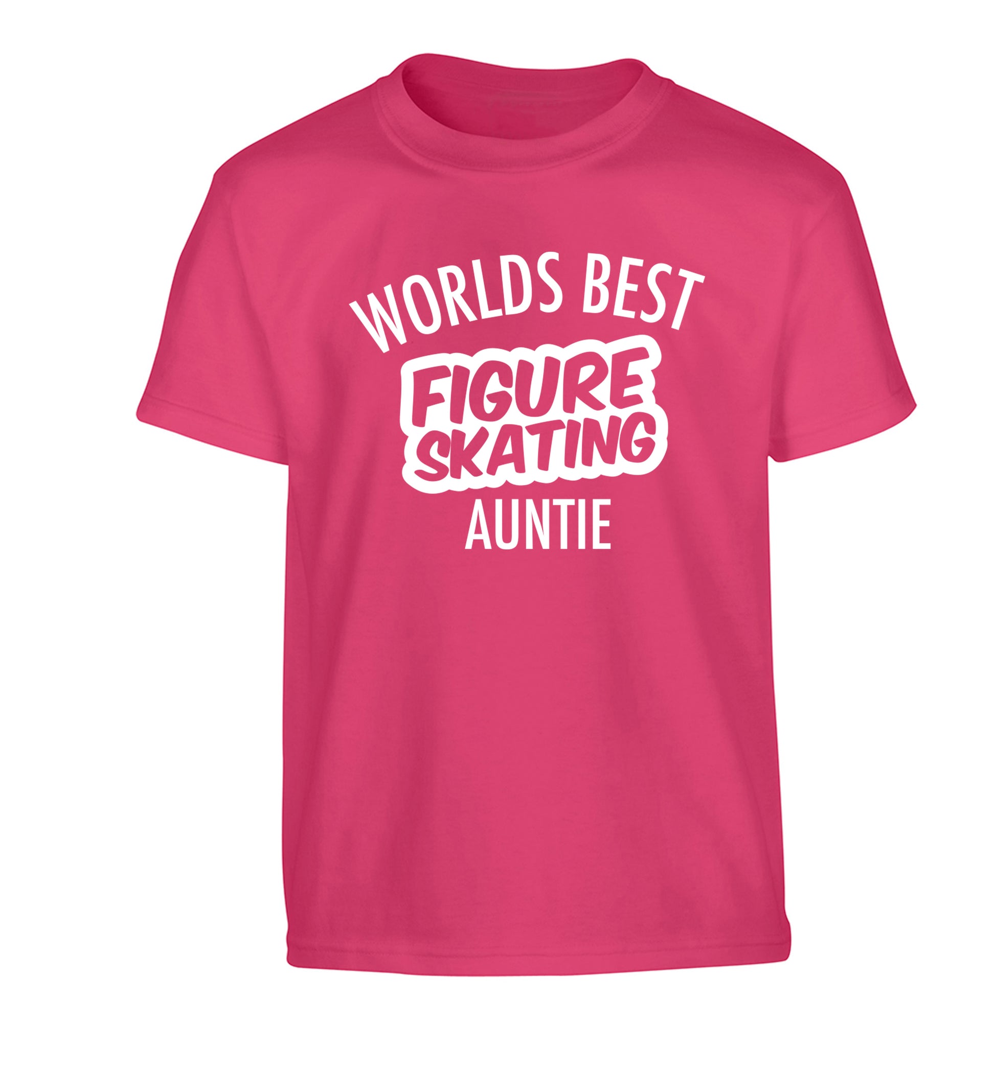 Worlds best figure skating auntie Children's pink Tshirt 12-14 Years