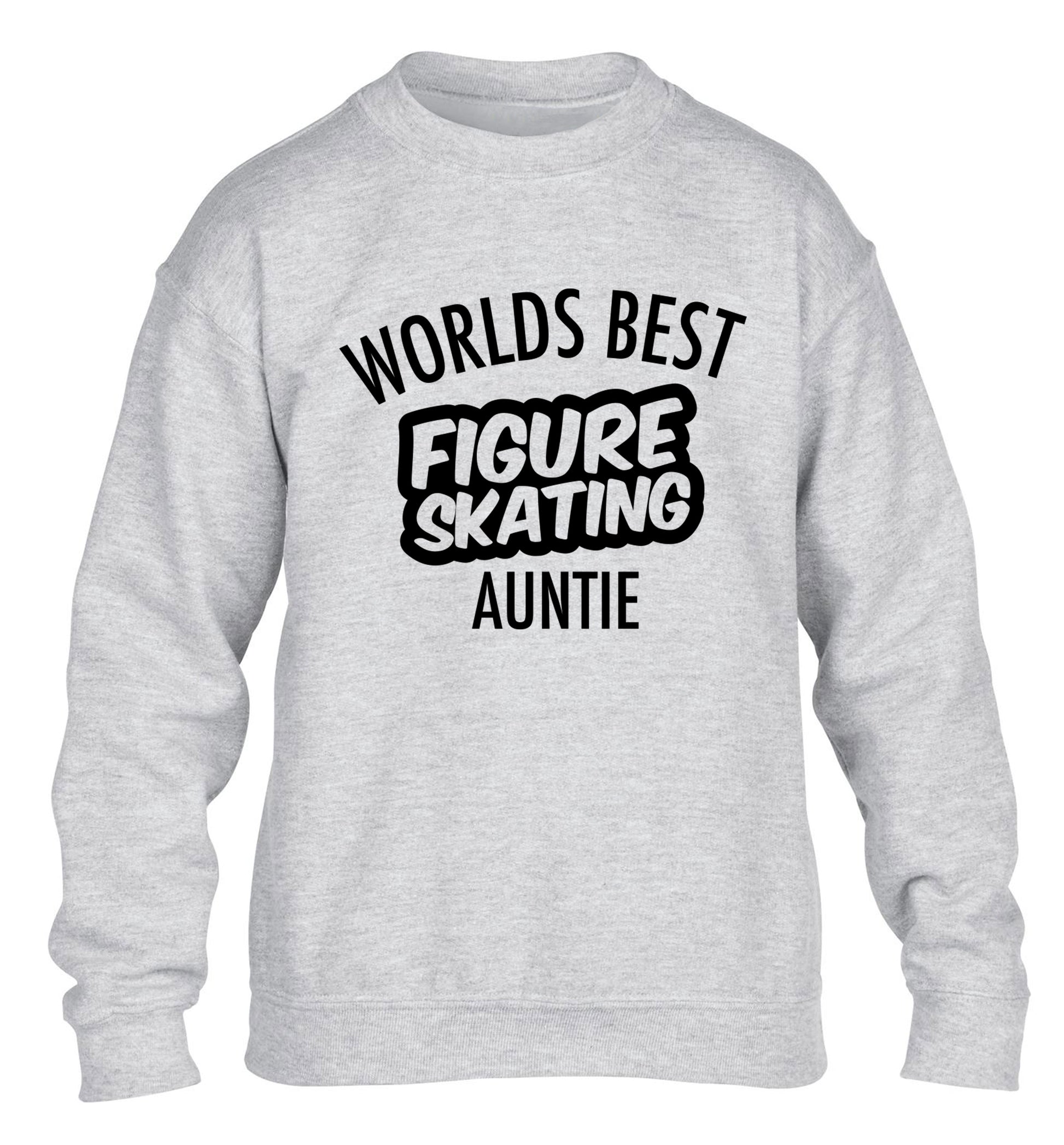 Worlds best figure skating auntie children's grey sweater 12-14 Years